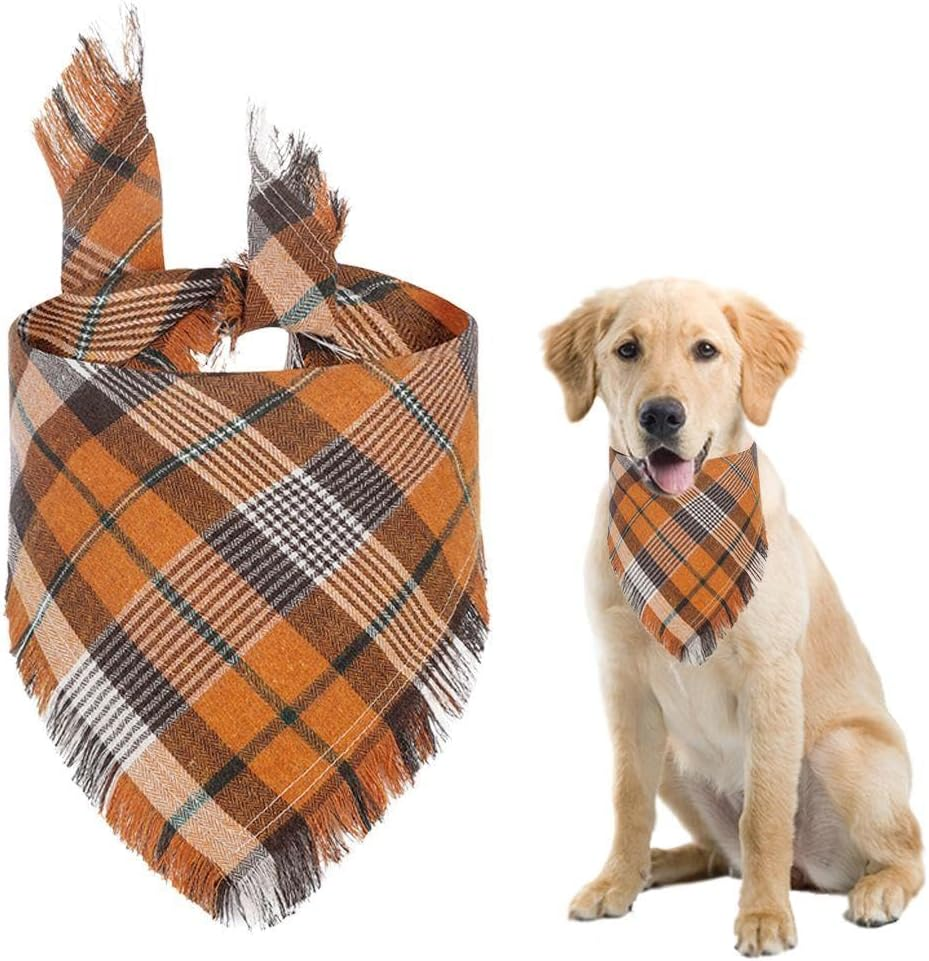 GTYHH 1PC Pet Scarf Puppy Plaid Pet Scarf Personalized Dog Scarf Warm Dog Scarf image number 3