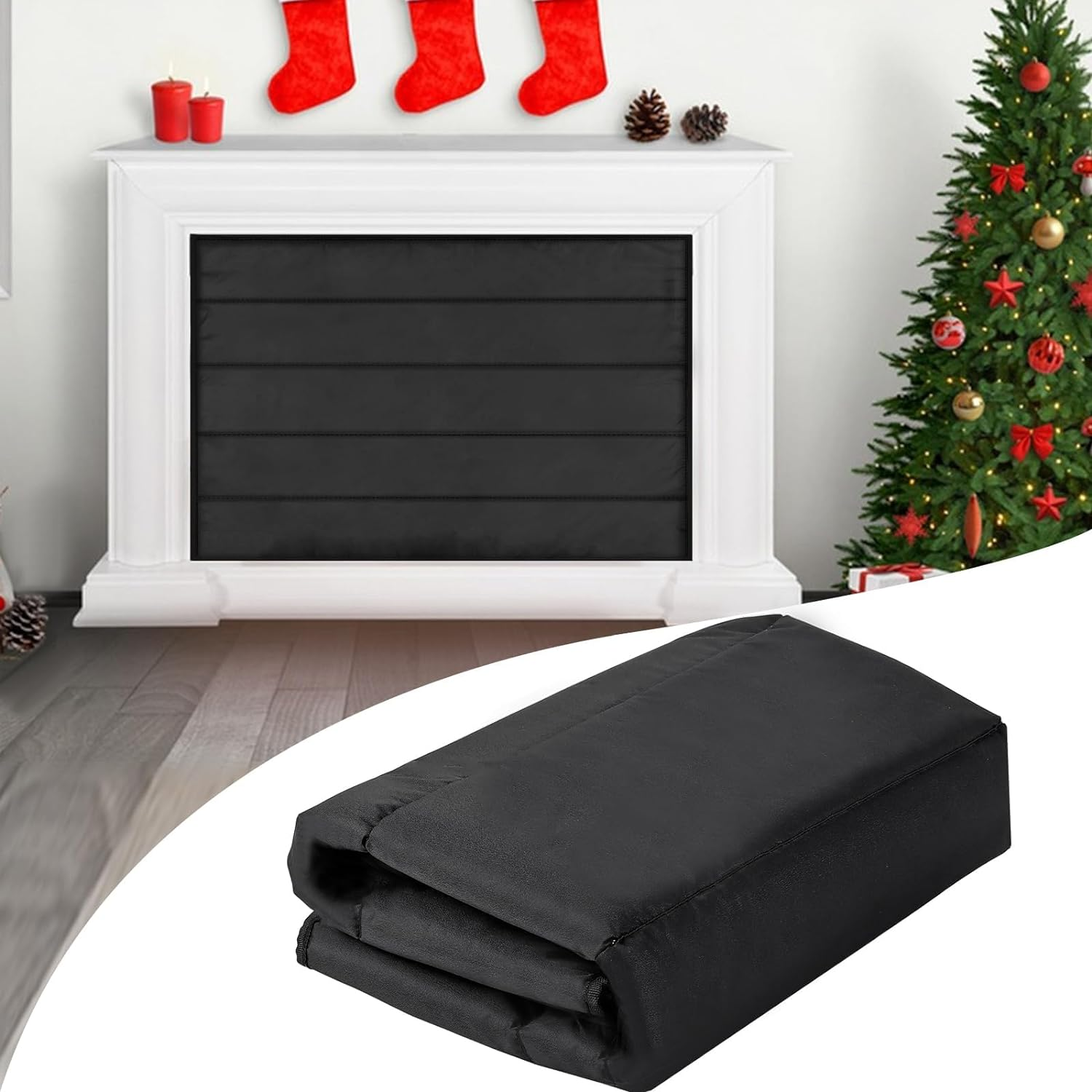 Magnetic Fireplace Blanket for Heat Loss Indoor Fireplaces Covers Keep Drafts Out Fireplace Draft Stopper with Built-In 12 Strong Magnet for Iron Fire Place Frame Fireplaces Screen 38X26 image number 1