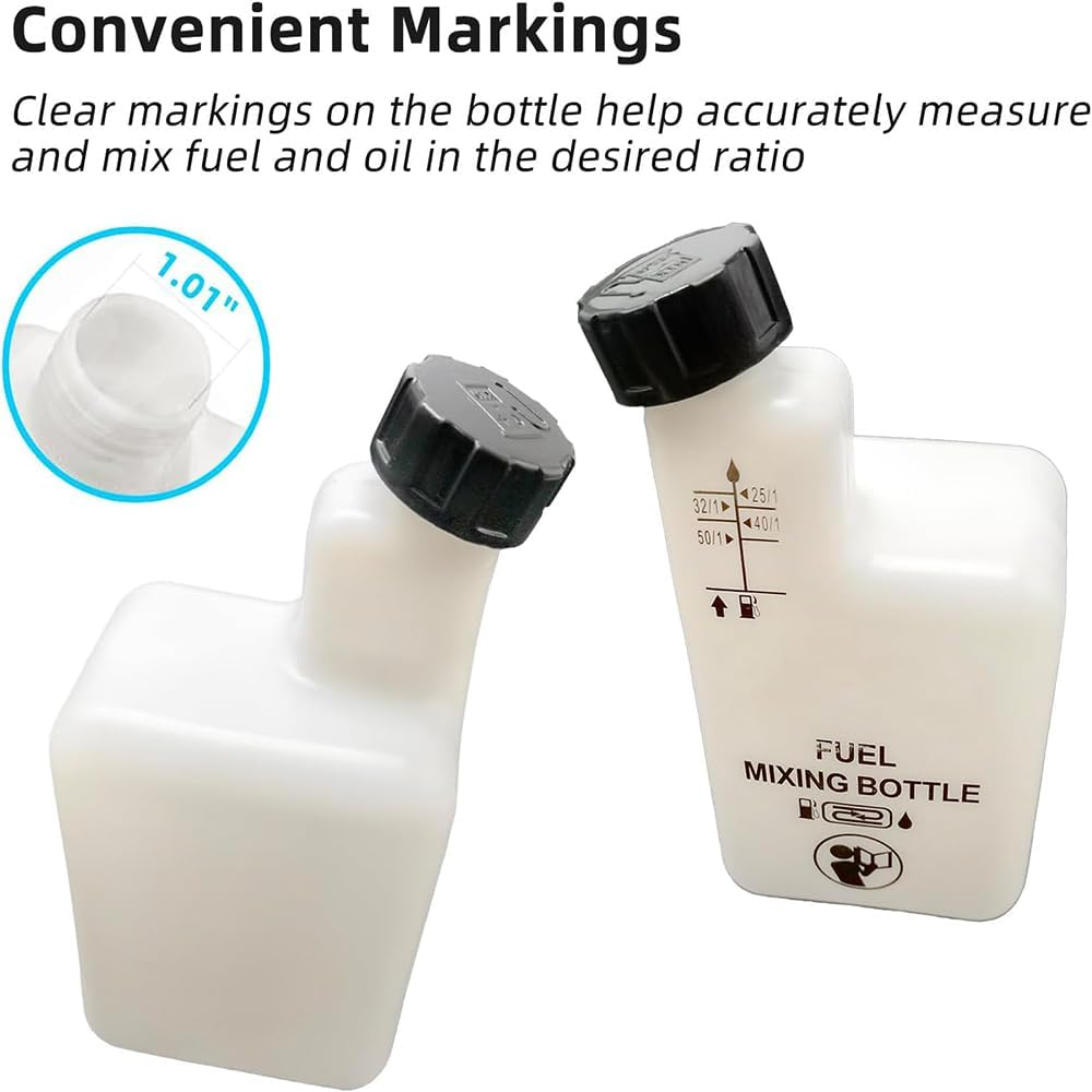 2 Stroke Gas Petrol Fuel Oil Mixing Bottle,1L,4 Ratios 32:1/50:1/40:1/25:1,Reusable Motorbike Motorcycle Lawnmower Brush Cutter Chainsaw image number 4