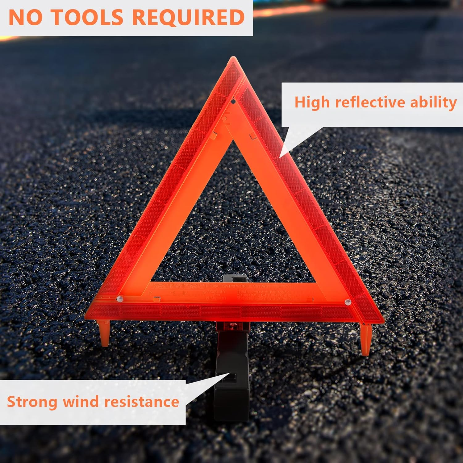 Warning Triangle, Safety Triangles Dot Approved Roadside Triangle Reflectors Reflective Safety Triangle Emergency Triangles,3 Packs(Without Sands) image number 6