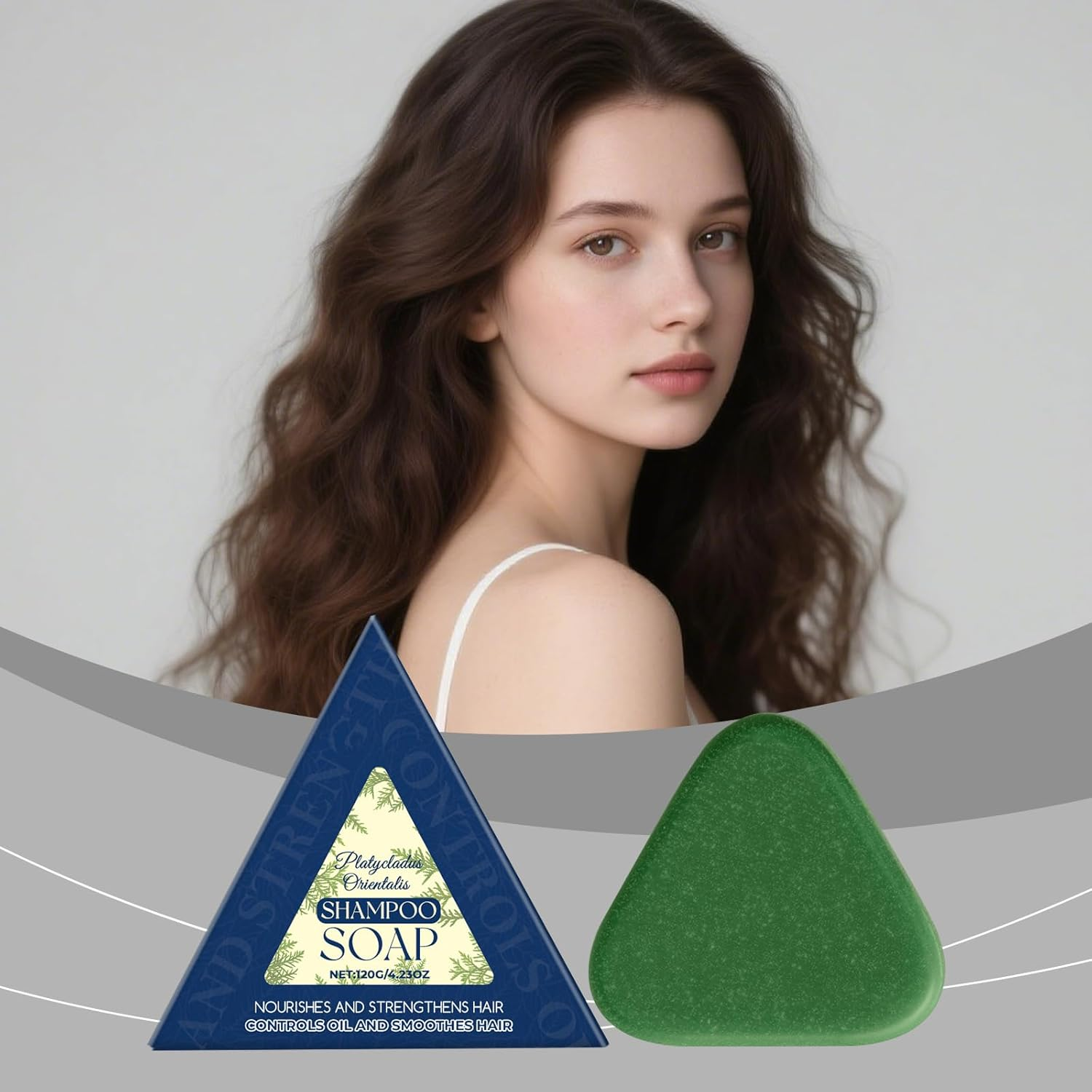 Nature Triangleted Shampoo Bar, Platycladus Orientalis Shampoo Soap, Hair Soap, Strengthens Smooths Hair, Suitable for All Hair Types for Women and Mens (2Pcs) image number 4