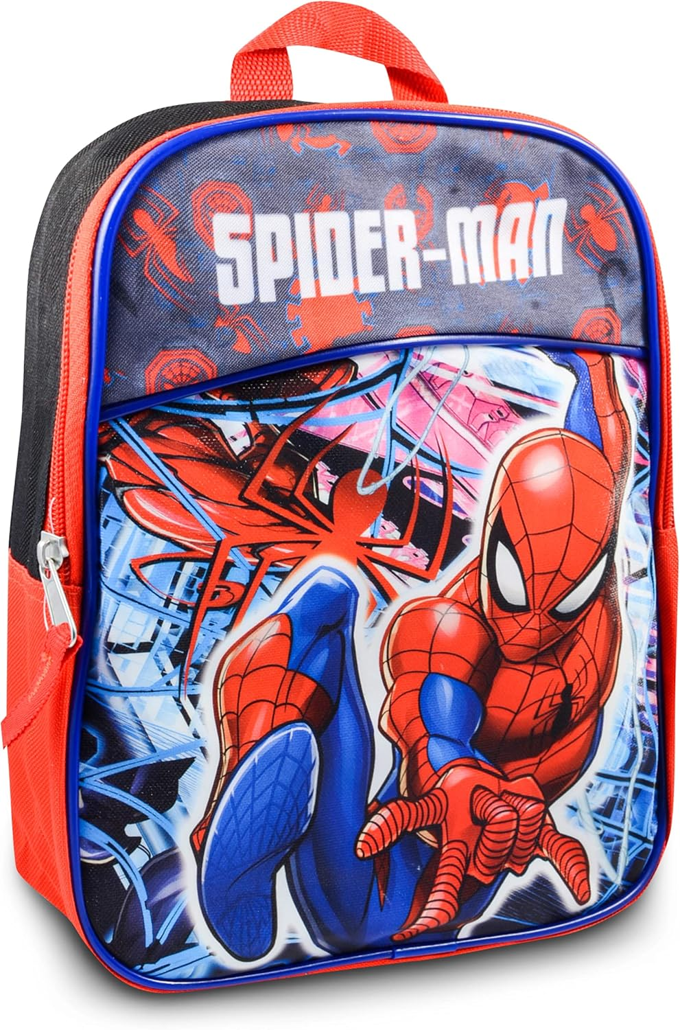 Marvel Spiderman Mini Backpack for Boys, Kids ~ 4 Pc Bundle with 11" Spiderman School Bag for Kids, Water Pouch, Stickers, and More | Spiderman Preschool Supplies image number 6