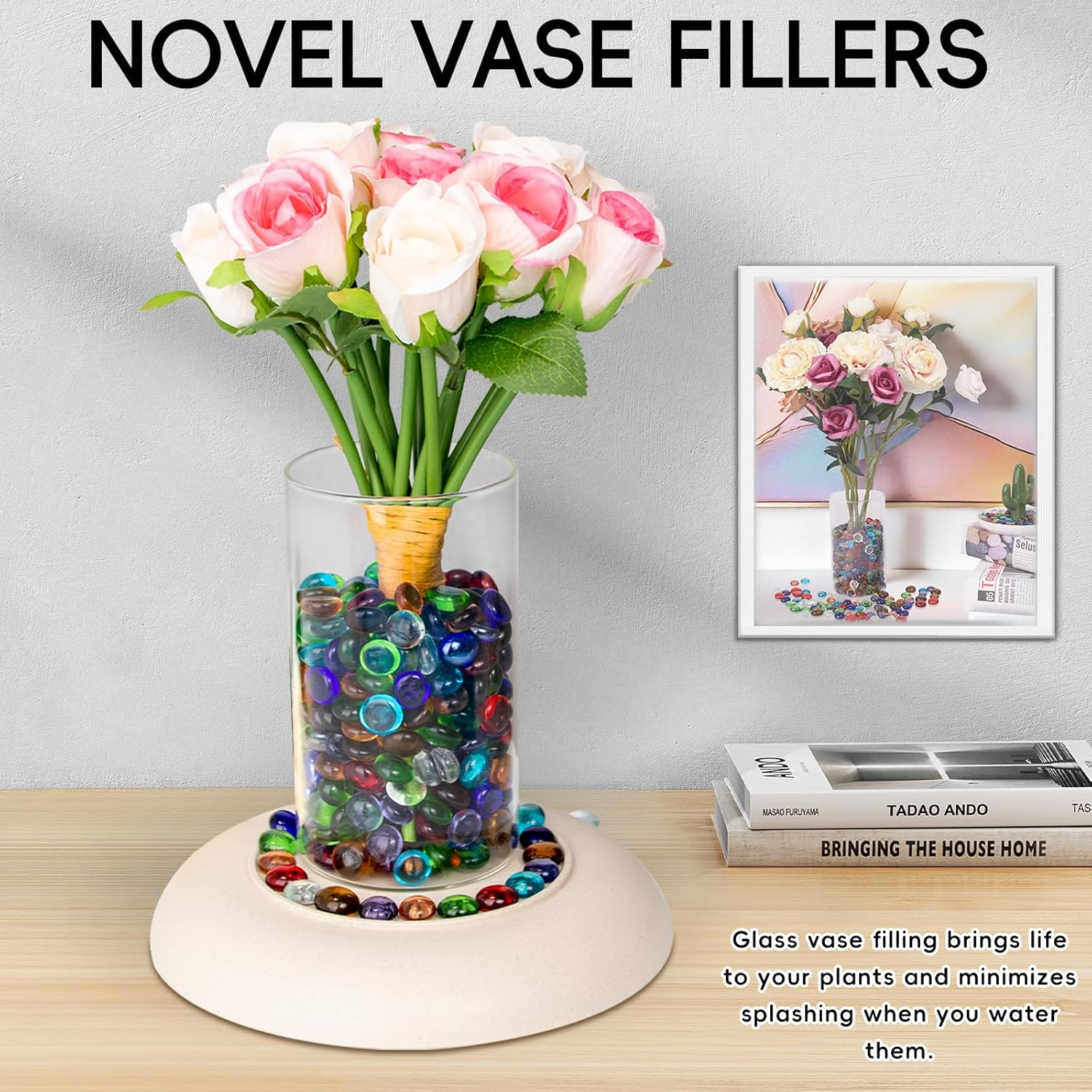 1 LB Mix Color Glass Beads, Mini Flat Glass Marbles for Vase Fillers, Floral Bottom Mancala Gems Pebbles Fish Tank Rocks for Table Scatter Aquarium,Home Decorative Art Craft Supplies(0.5"~0.7")~450G image number 5