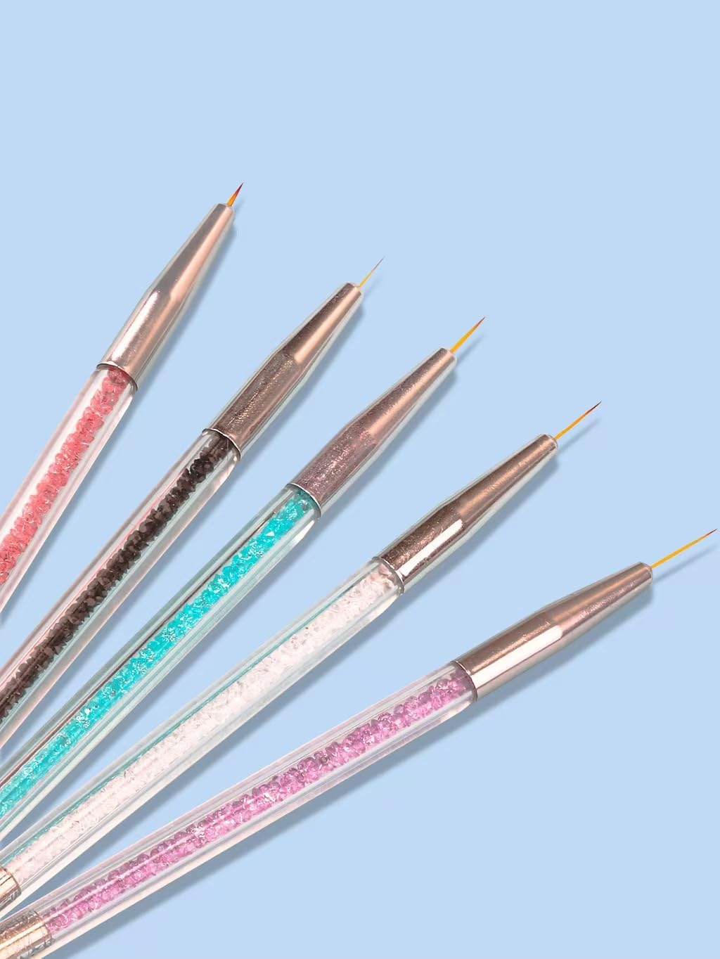 ZEOHBETY Nail Art Brushes, 5Pcs Nail Art Liner Brushes, Dotting Pen Tools, Nail Art Design Brush Set for Long Lines, Thin Details, Fine Drawing, Sizes 5/8/12/15/20Mm - Nail Sculpture Pen image number 2