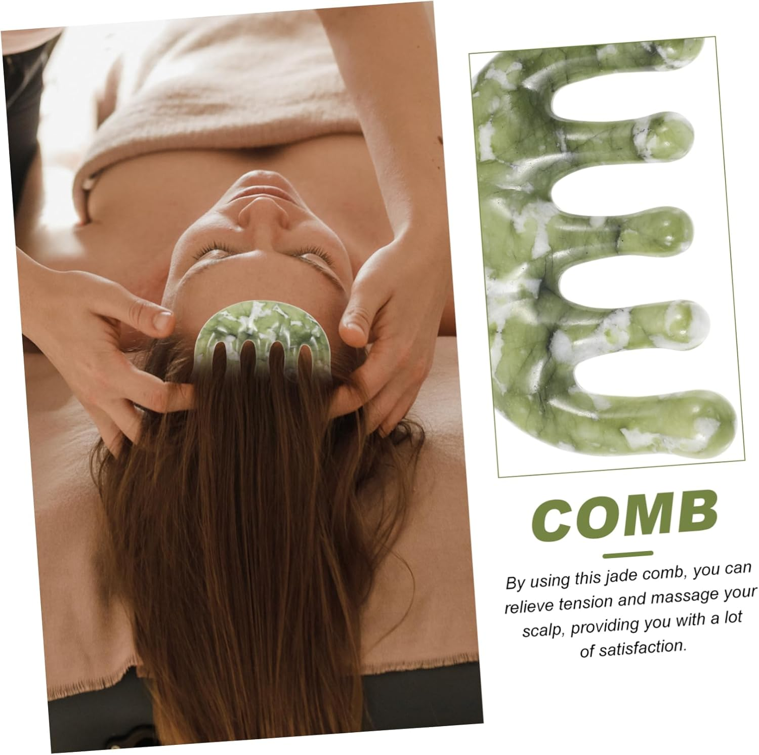 MERRYHAPY Wide Tooth Jade Comb Hair Comb for Women Scalp Massager Brush for Women image number 1