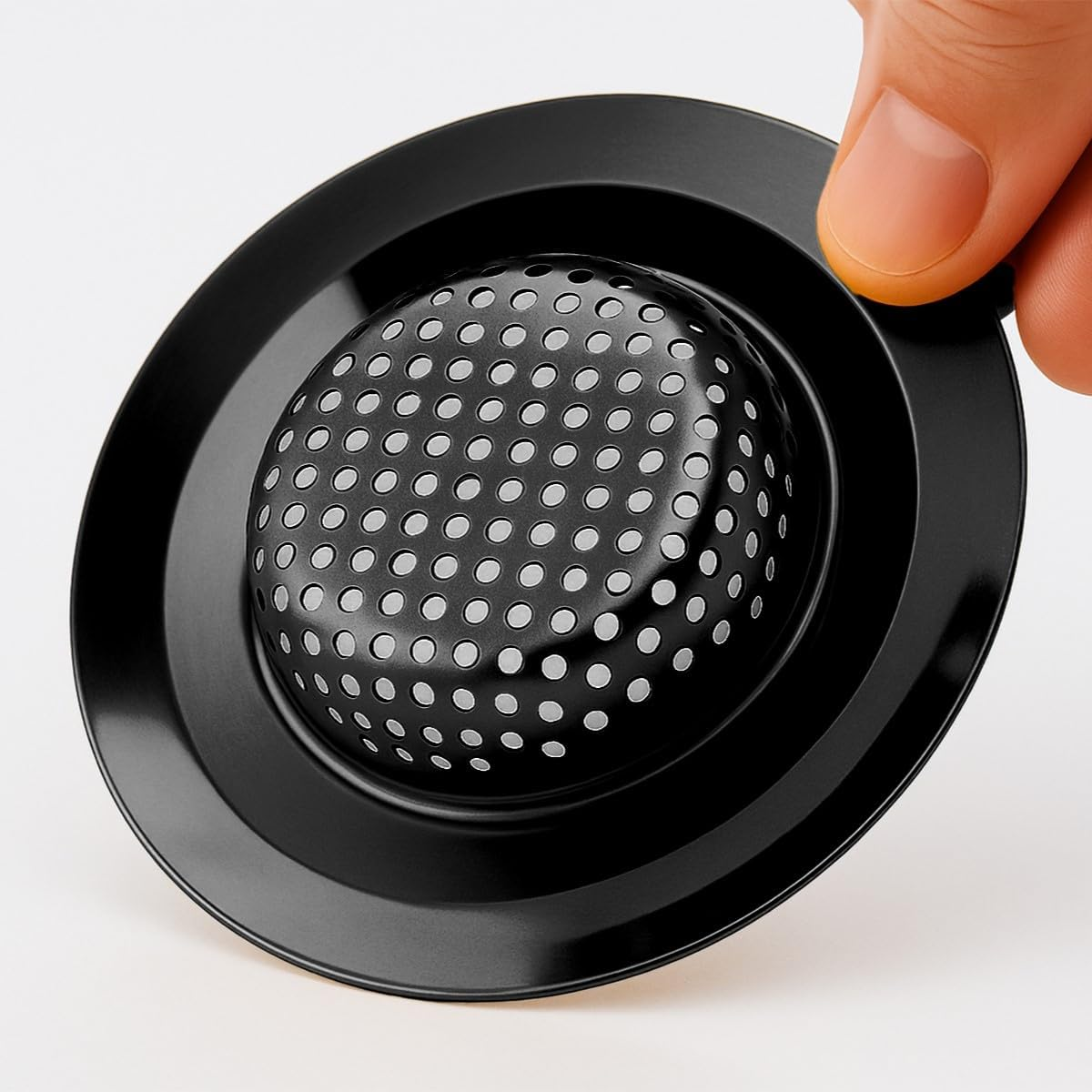 2 Pack Kitchen Sink Strainer - 11.3Cm Wide Rim Stainless Steel Drain Catcher - Fits 7Cm Drain Hole (Standard AU Sinks) - Anti-Clog Food Waste Filter & Rustproof (Matte Black) - Matte Black image number 2