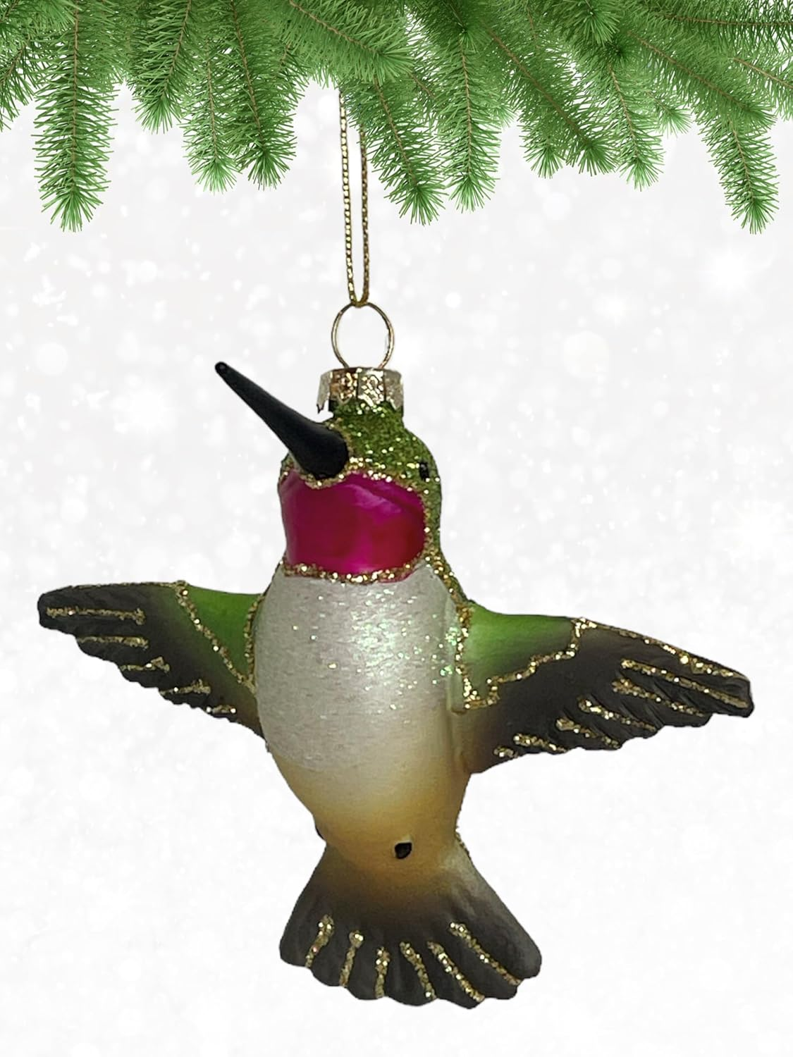 Cobane Studio Northern Saw Whet Owl Hanging Glass Ornament - Hand Blown and Hand Painted Bird Ornament for Christmas and Home Decor