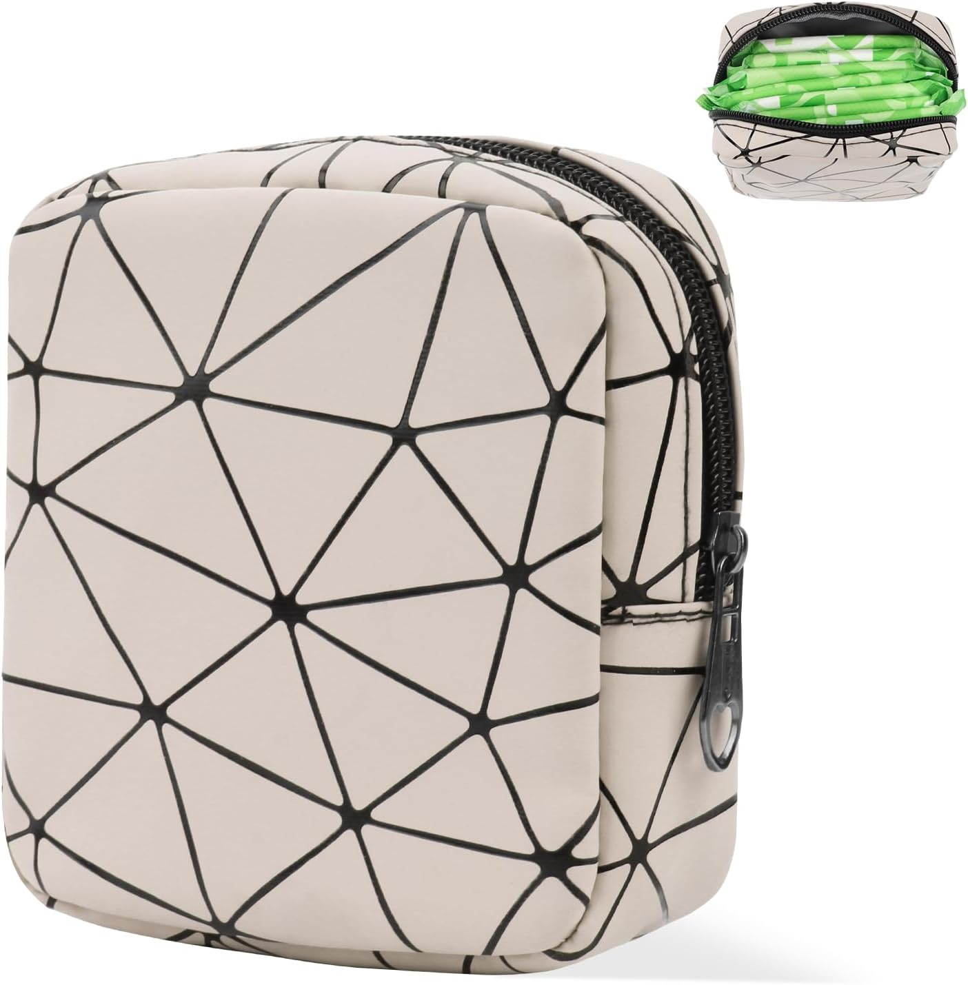 Period Bag for Teen Girls, Leather Sanitary Napkin Storage Bag, Portable Menstrual Pad Bag Period Pads Pouch, Small Make up Bags, Black, Small&Large, Fashions