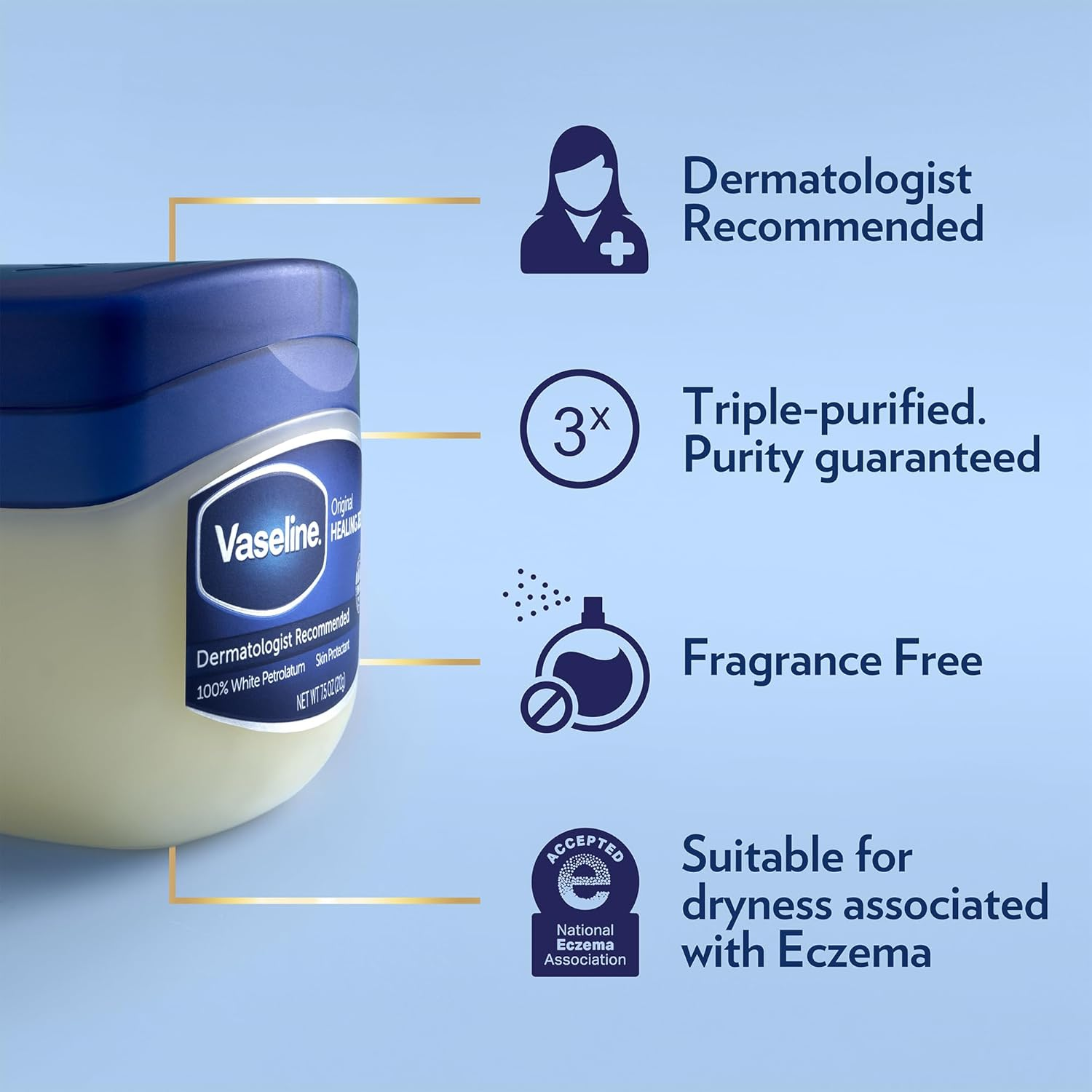 Vaseline Original & Cocoa Butter Healing Jelly Travel-Size Variety 2-Pack &ndash; Rich Moisturizing Ointment, Skin Protectant for Soothing Cracked, Dry Skin, 1.75 Oz Ea image number 4