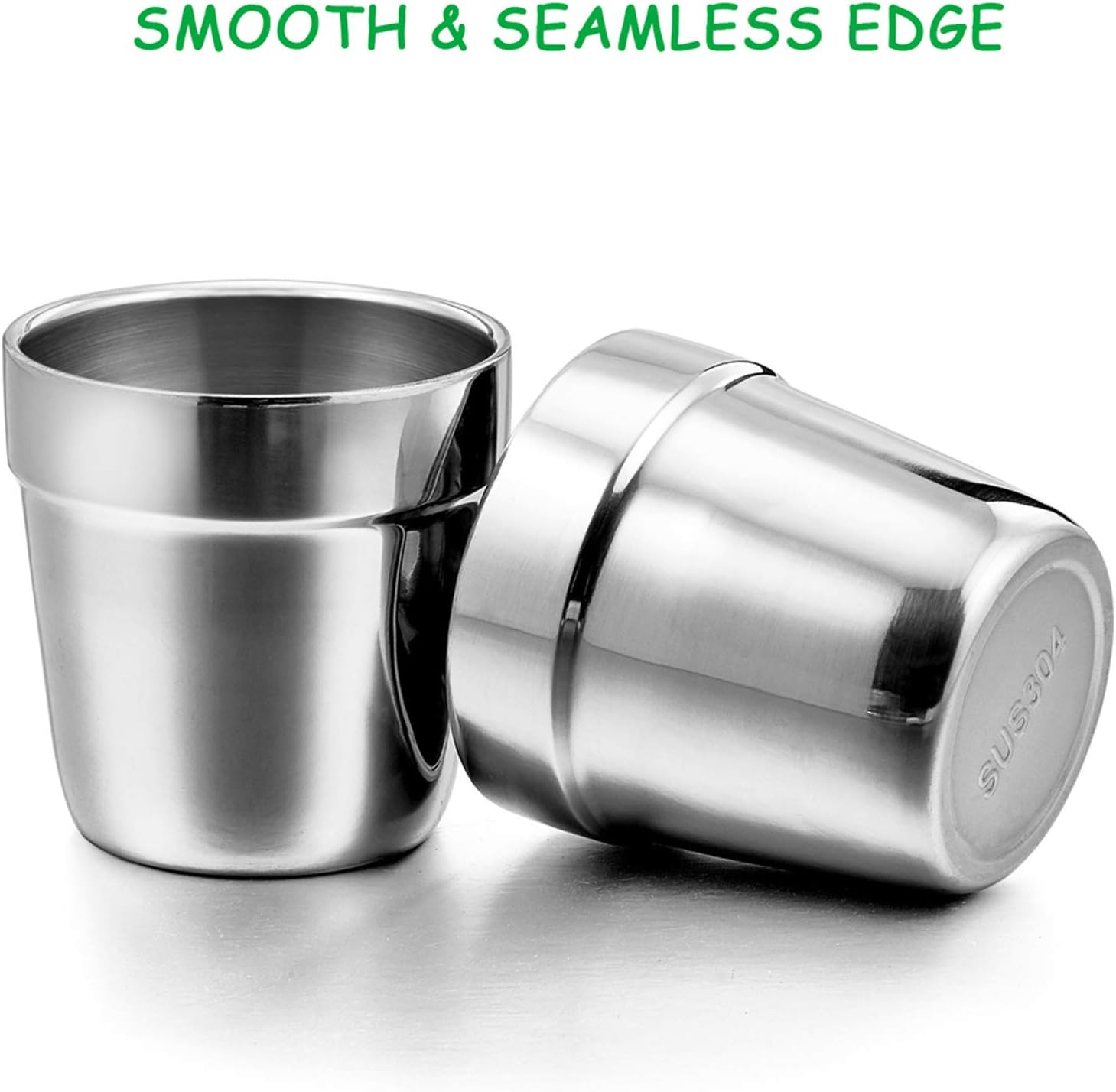 Cups for Toddlers Kids, E-Far 6 Ounce Stainless Steel Insulated Tumblers for Children Preschoolers, Training & Transition, Double Wall & Shatterproof, Mirror Polished & Dishwasher Safe - 6 Pack image number 3