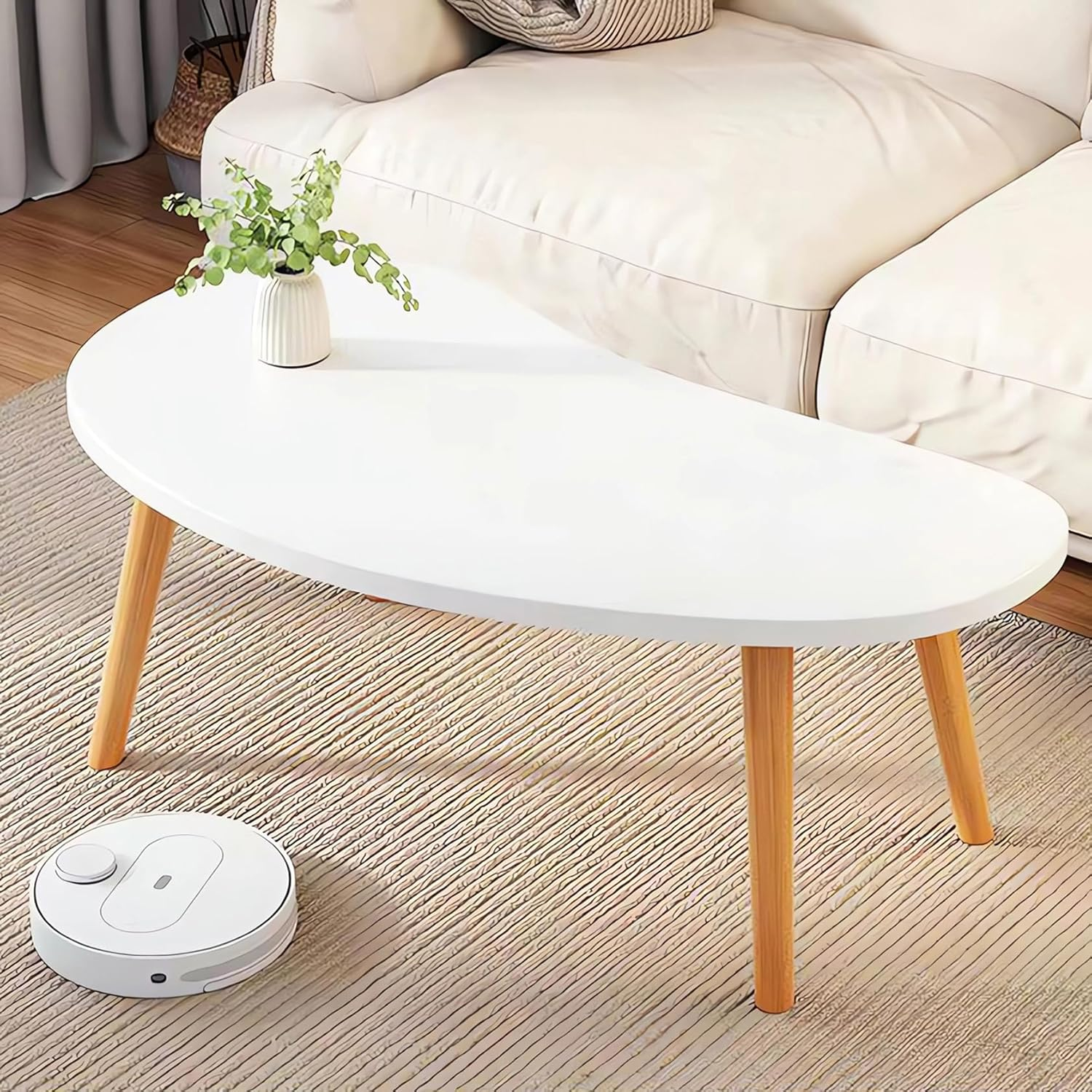 Modern Cloud-Shaped Coffee Table, 80Cm X 40Cm X 42Cm, Living Room Furniture, Wood/White A263 (B White)