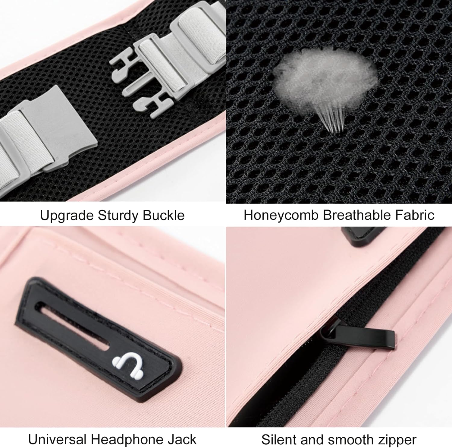 Slim Running Belt,Waist Pack,3-Pocket Waterproof Adjustable Fanny Pack with Hidden Water Bottle Pocket,Phone Holder for Running, Jogging, Hiking, Cycling(Black) image number 6