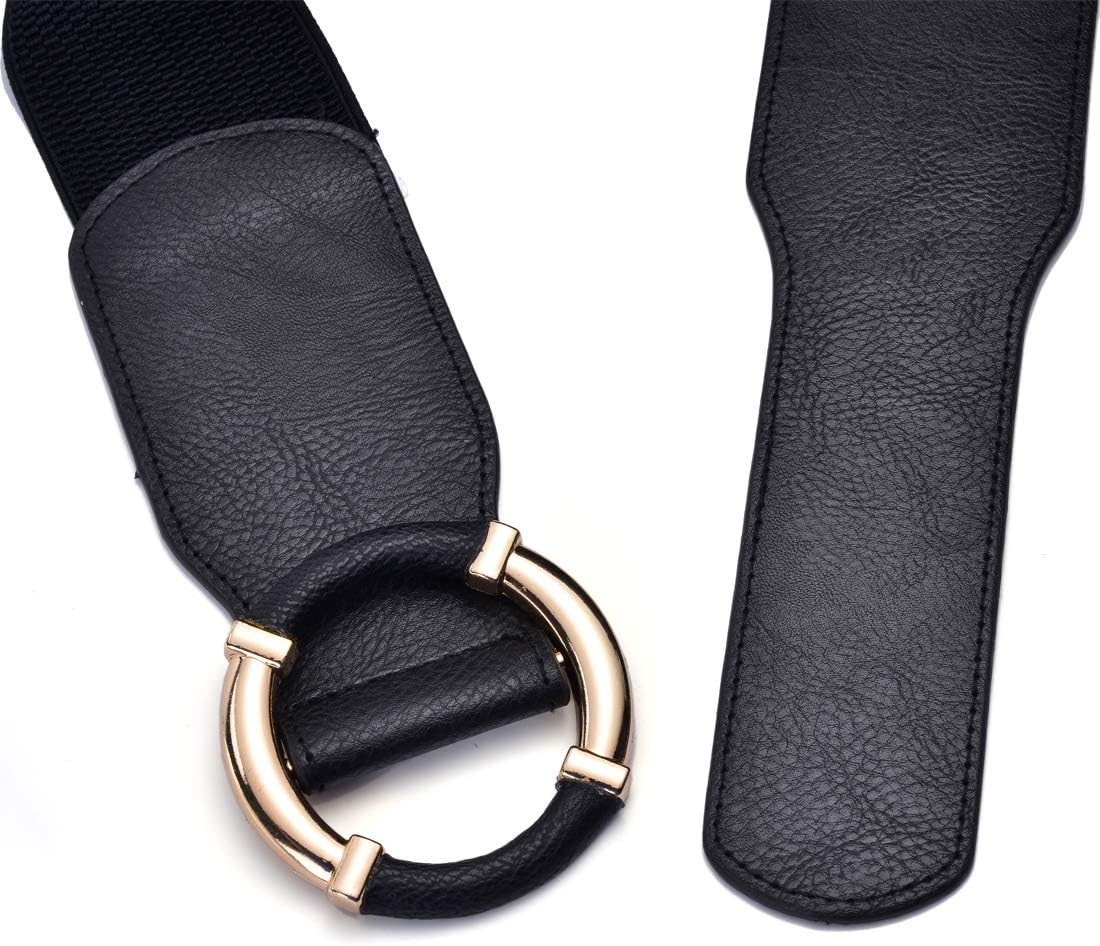 Beltox Women Elastic Belt Dress Stretchy Wide Waist Vintage Thick Cinch PU Leather &hellip; image number 4