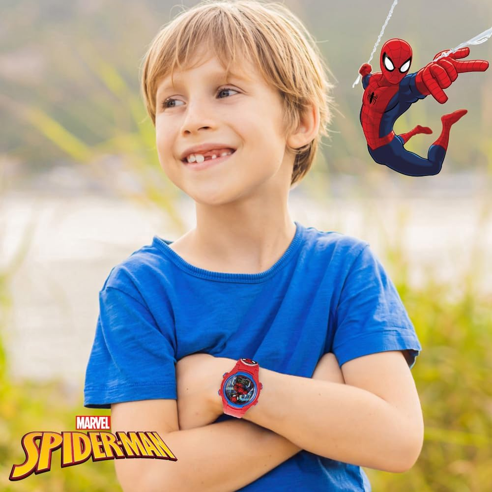 Accutime Kids Marvel Spider-Man Digital Quartz Plastic Watch for Boys & Girls with LCD Display, Red, Digital Quartz image number 3