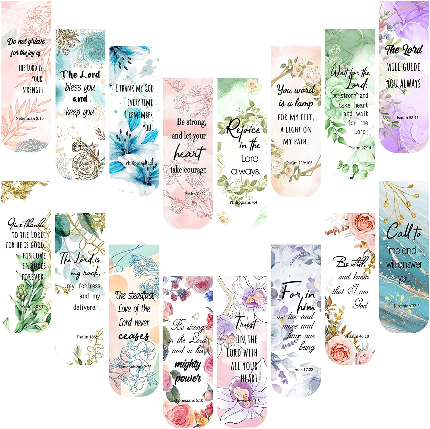 Zonon 48 Pcs Bible Verse Magnetic Bookmarks, Inspirational Scripture Christian Book Markers Religious Motivational Encouragement Flower Page Clips Presents for School Supplies(Stylish Style) image number 1
