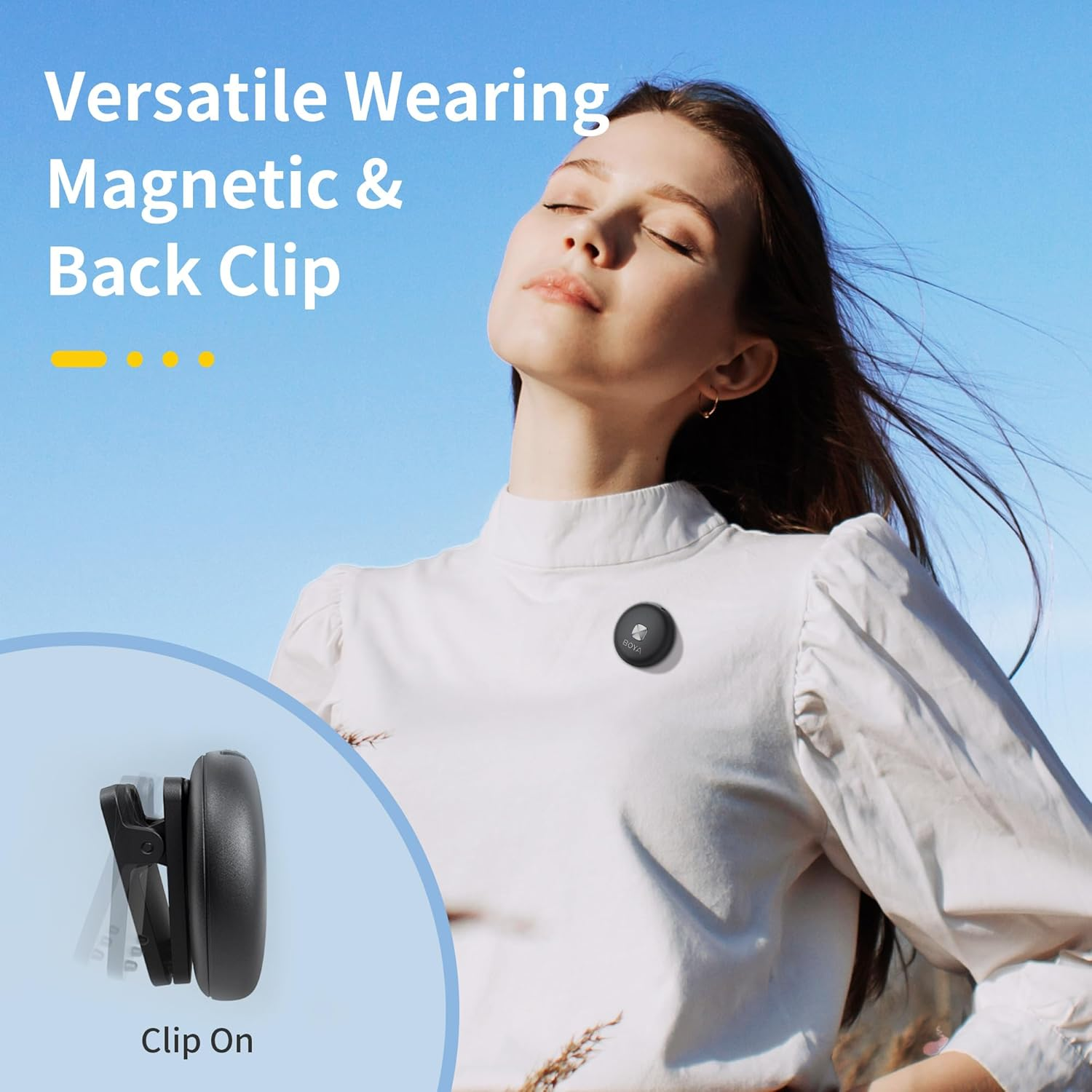 BOYA Omic-D Wireless Lavalier Microphone System Compatible with Iphone, 50M Los Range, Hi-Fi Audio, Smart Noise Cancellation, 15H Duration, Mini Lapel Mic for Recording Vlogging Interview