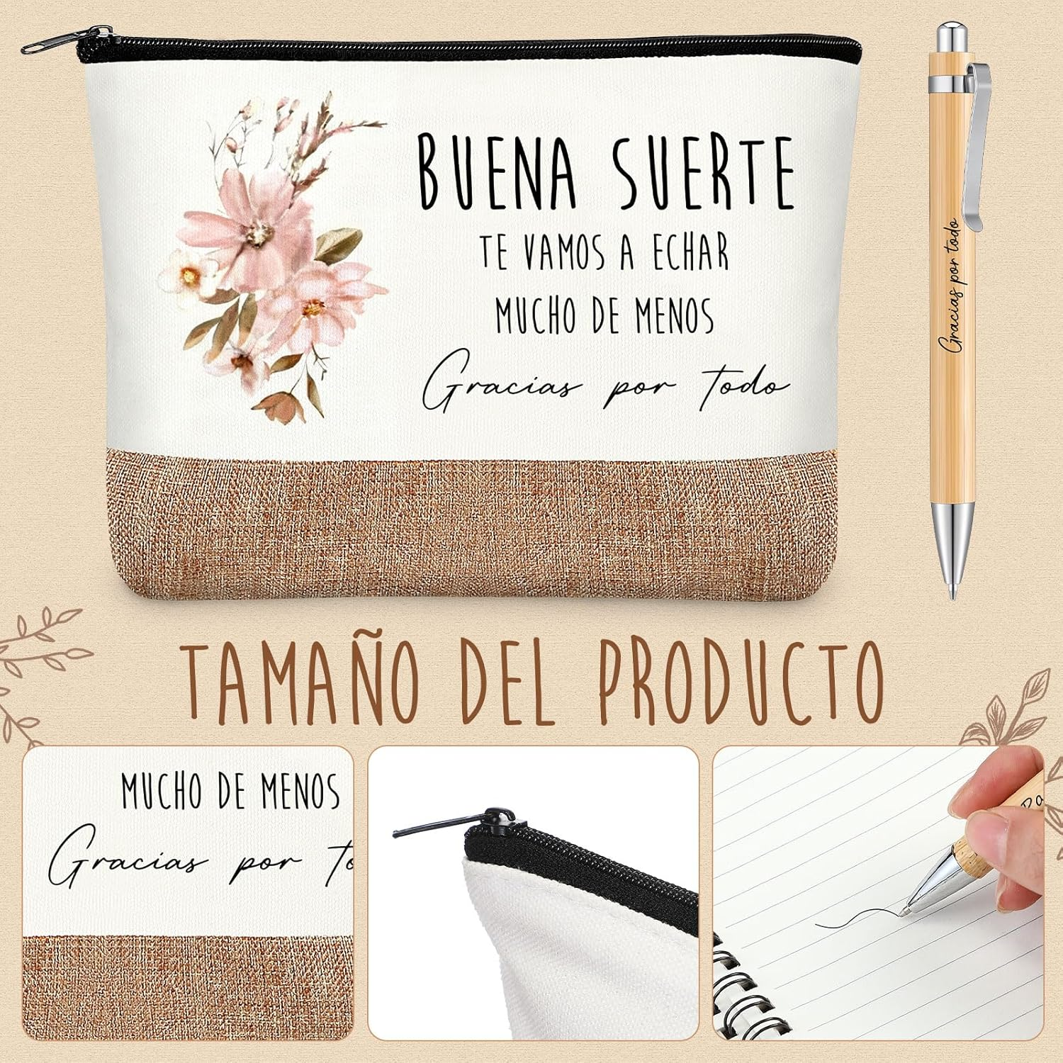 Xuniea Pack of 3 Farewell Gifts for Colleagues Employees Women Cosmetic Bag Ballpoint Pen Keychain Thank You Christmas image number 4