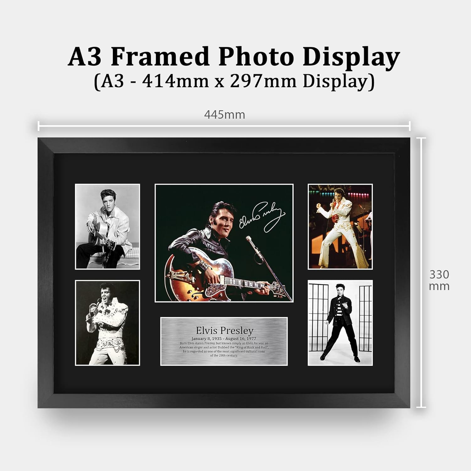 HWC Trading FR A3 Elvis Presley Musician the King Gifts Printed Signed Autograph Picture for Music Memorabilia Fans - A3 Framed image number 5