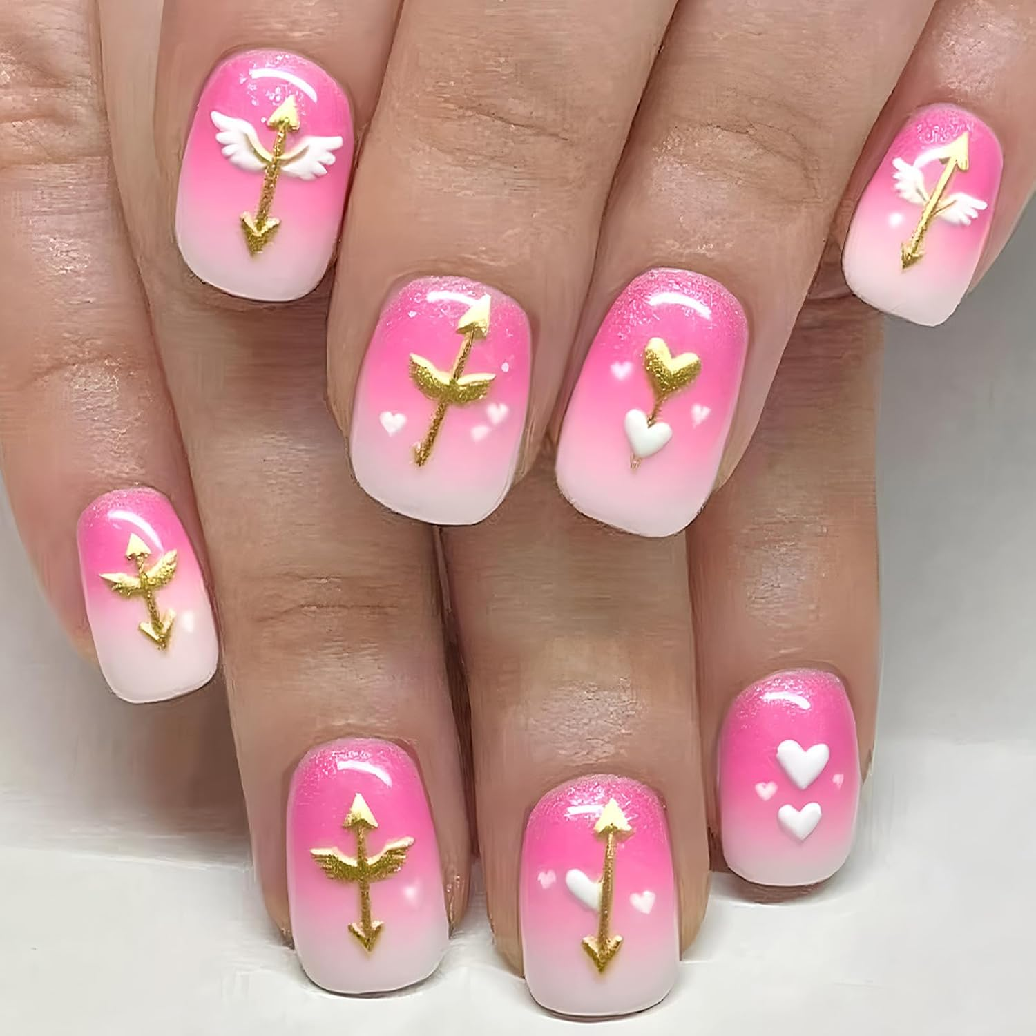 24 PCS Valentine'S Day Press on Nails Bow, Heart, Cherry, and Rhinestone Fake Nails Medium Gifts for Women and Girls (No.27)