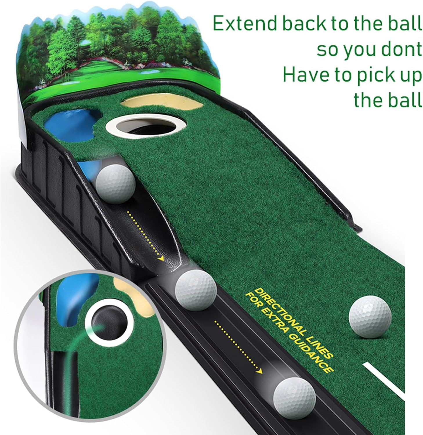Golf Putting Mat Set with Return Track Indoor & Outdoor image number 5