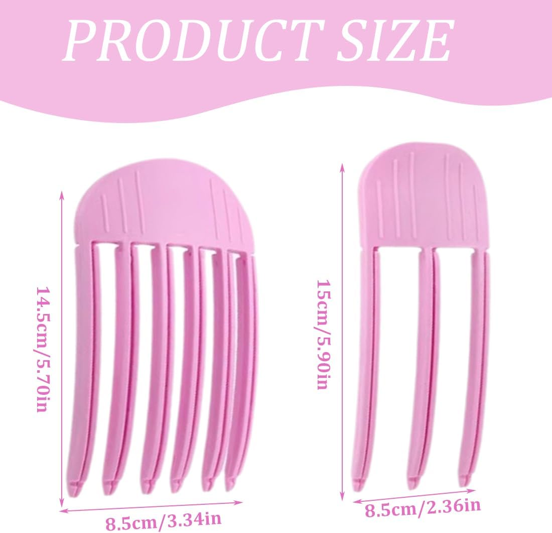 HQRKOTM Volume Clips Lion Cave Hair Set with 3 and 6 Prong Combs for Effortless Volume and Styling of Curls and Bangs for Men and Women, Pink image number 4