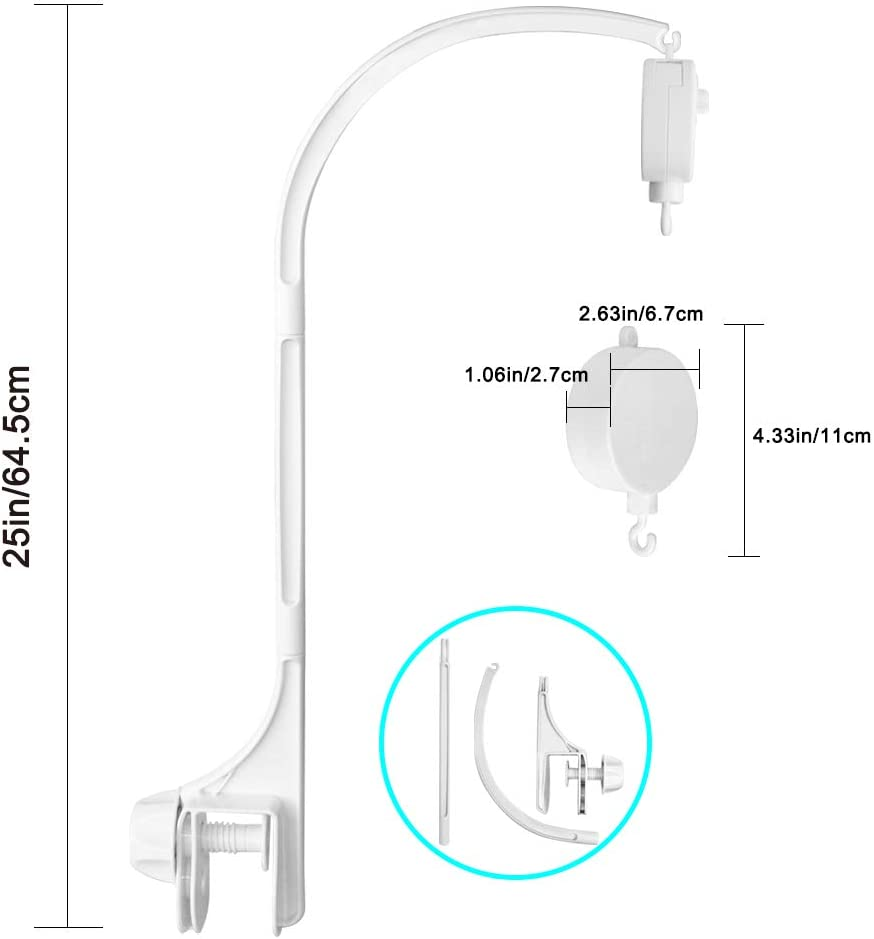 25 Inch Baby Musical Crib Mobile Bed Bell Holder Infant Bed Decoration Toys Rotating Music Box Nut Screw Arm Bracket image number 2