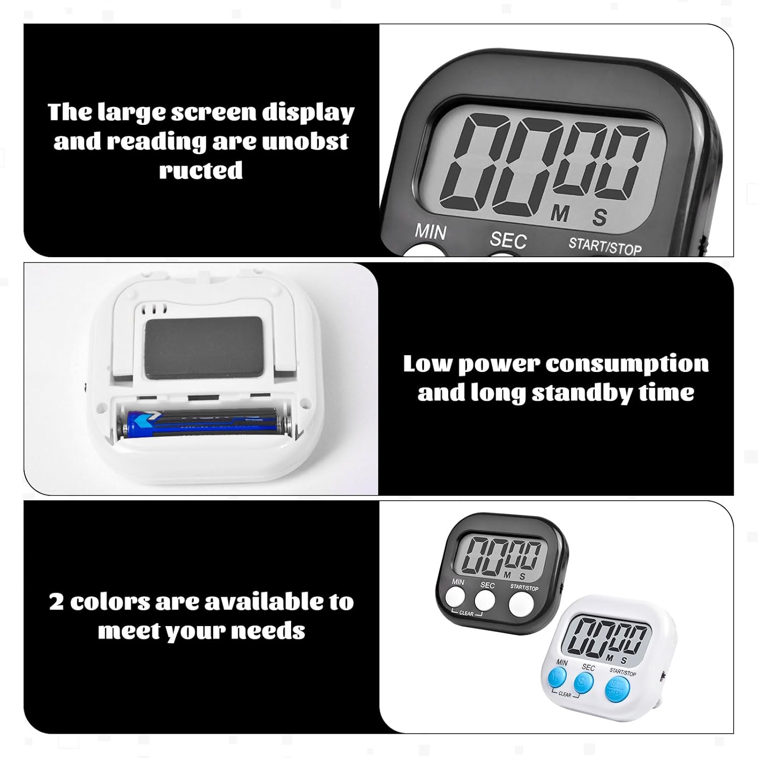 Kitchen Timer, 2Pcs Shower Timer, Stylish Digital Timer, Magnetic Visual Countdown Timers, Suitable for Kitchen, Study, Work, Exercise Training, Outdoor Activities (Not Including Battery)