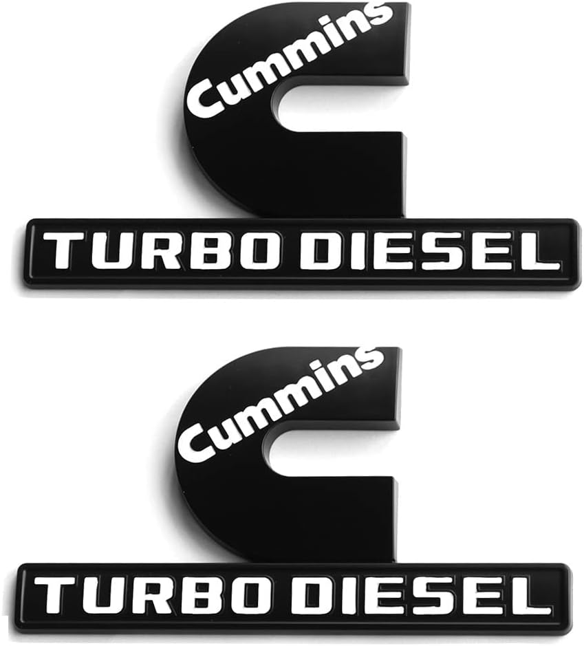 Yoaoo 2X Replacement for Cummins Turbo Emblem Badge 2500 3500 Fender Emblem Matte Big Black Red 6.2" by 3.4" Inches