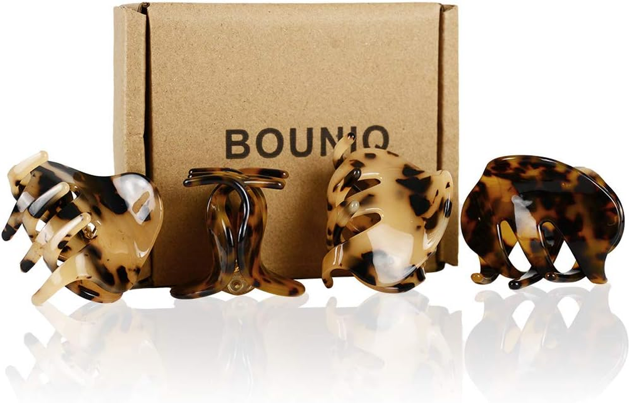 4 Pack 2.1 Inch Hair Claw Clips Tortoise Shell Cellulose Acetate Resin Hair Barrettes Medium French Design Hair Jaw Leopard Print Fashion Hair Styling Accessories for Women Girls image number 4