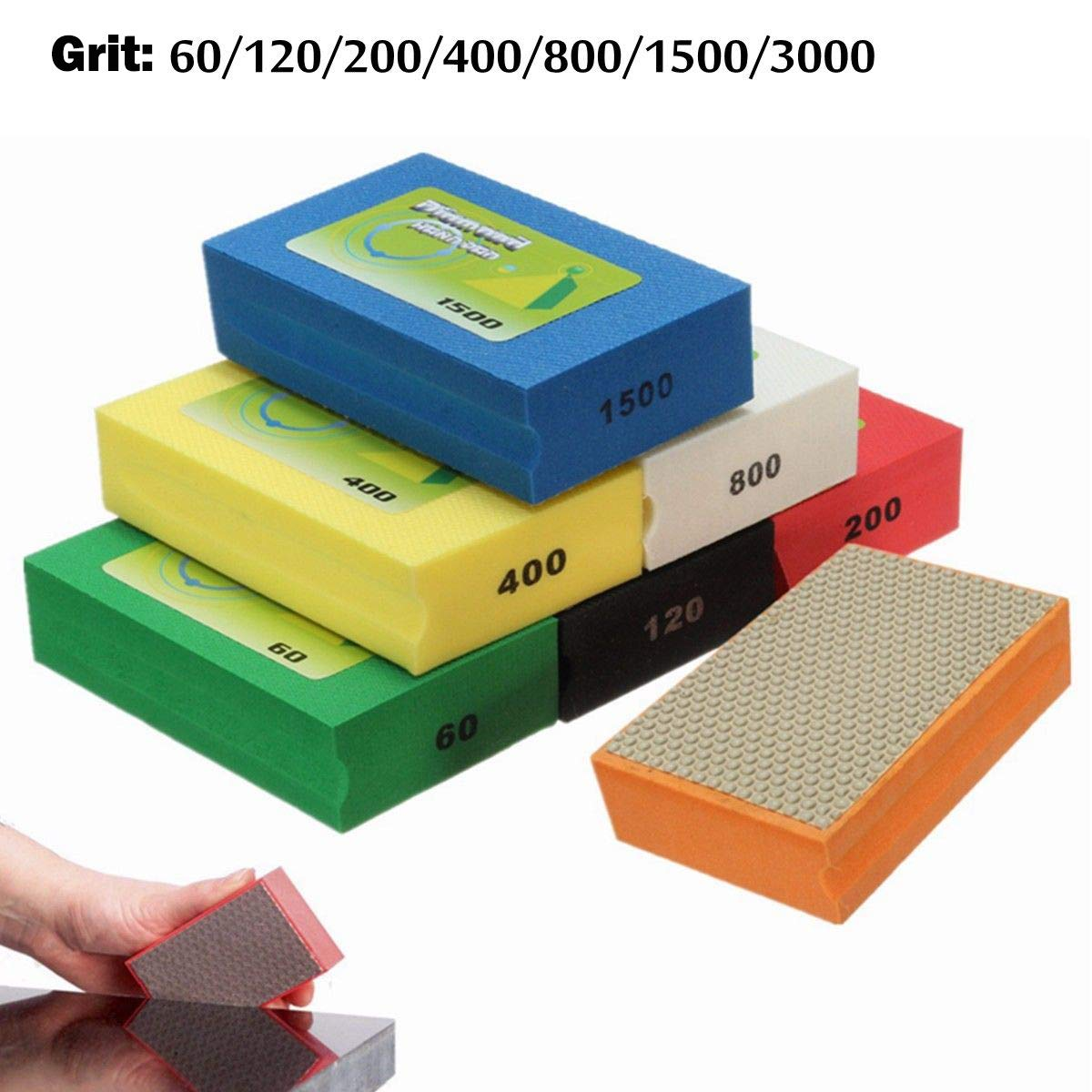 Diamond Hand Sanding Block Diamond Polishing Grinding Block for Stone Glass Tile Concrete Granite Marble-3000 Grit image number 1