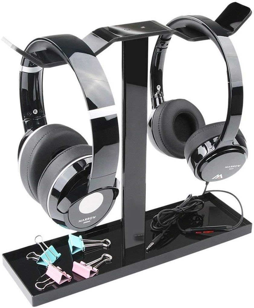 Headphone Stand, MOCREO Acrylic Dual Balance Headset Stand Gaming Headphone Holder/Mount/Hanger, Desktop Headset Holder/Mount/Hanger, Extra Thick image number 2