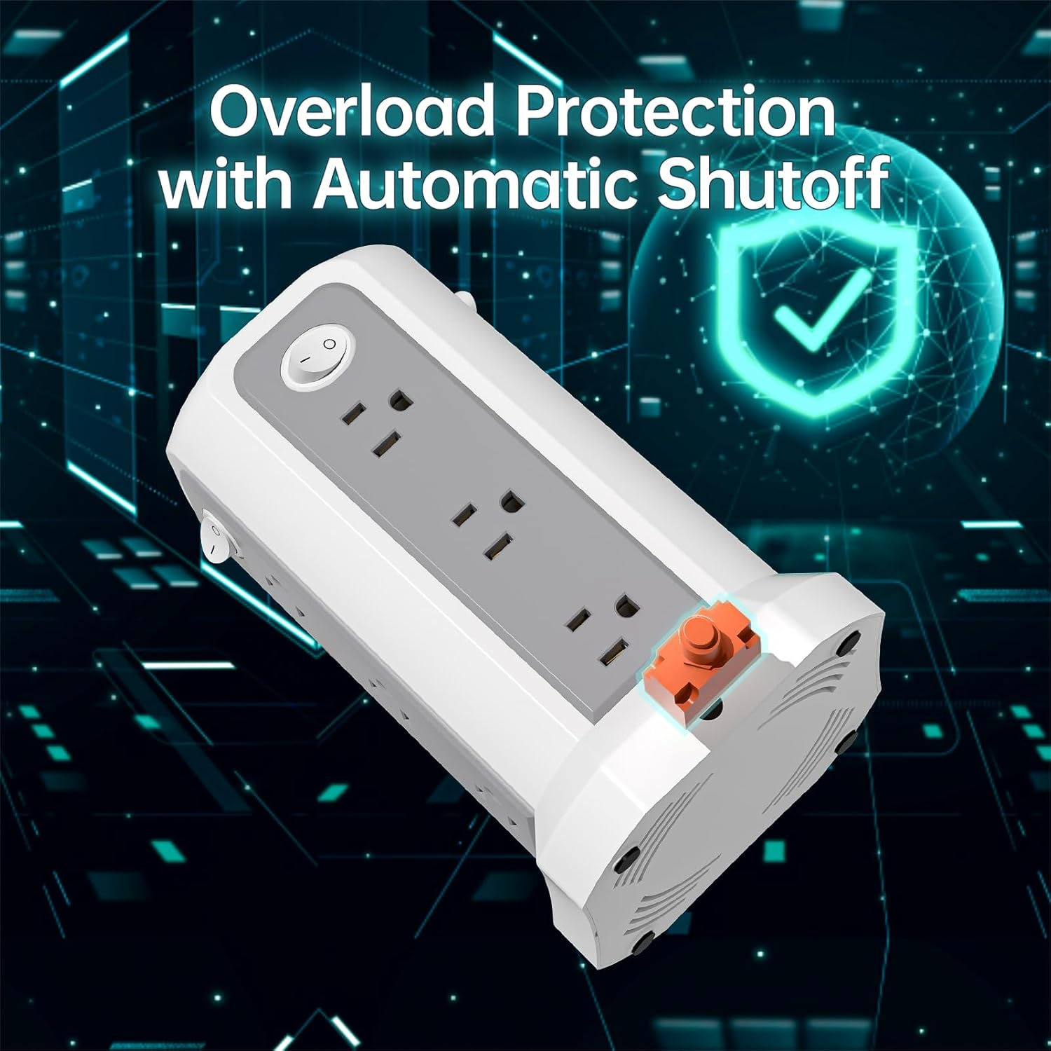 Surge Protector Power Strip with 18W Fast Charging Port, 10FT Extension Cord with 12 AC Outlets and 5 USB Ports(1 USB C), Passus Power Strips Tower Overload Protection for Home Office Dorm Room image number 6