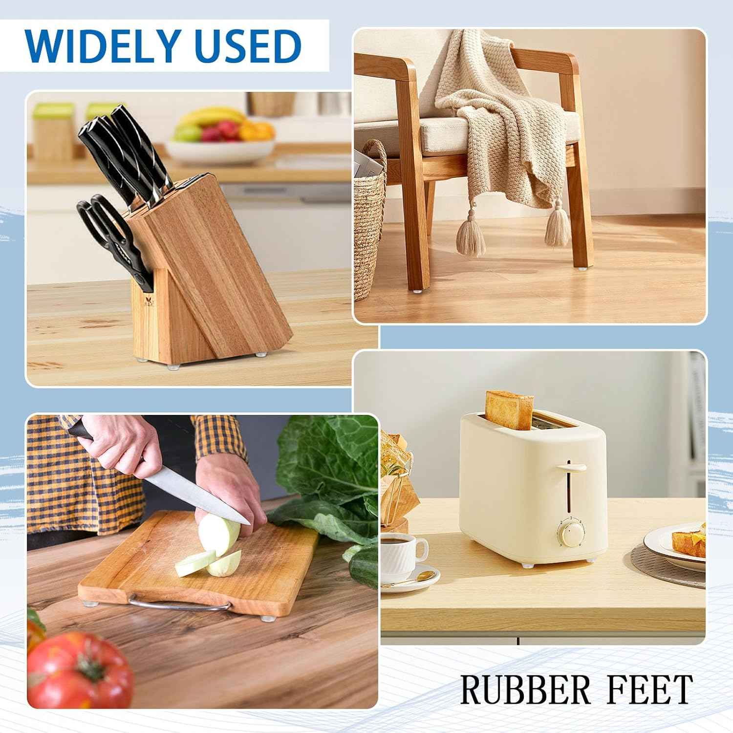 90 Pieces Screw on Rubber Feet for Cutting Board, Non Slip Cutting Board Feet, round Cabinet Rubber Bumpers Pads Legs Protectors for Furniture Chair Table Dresser