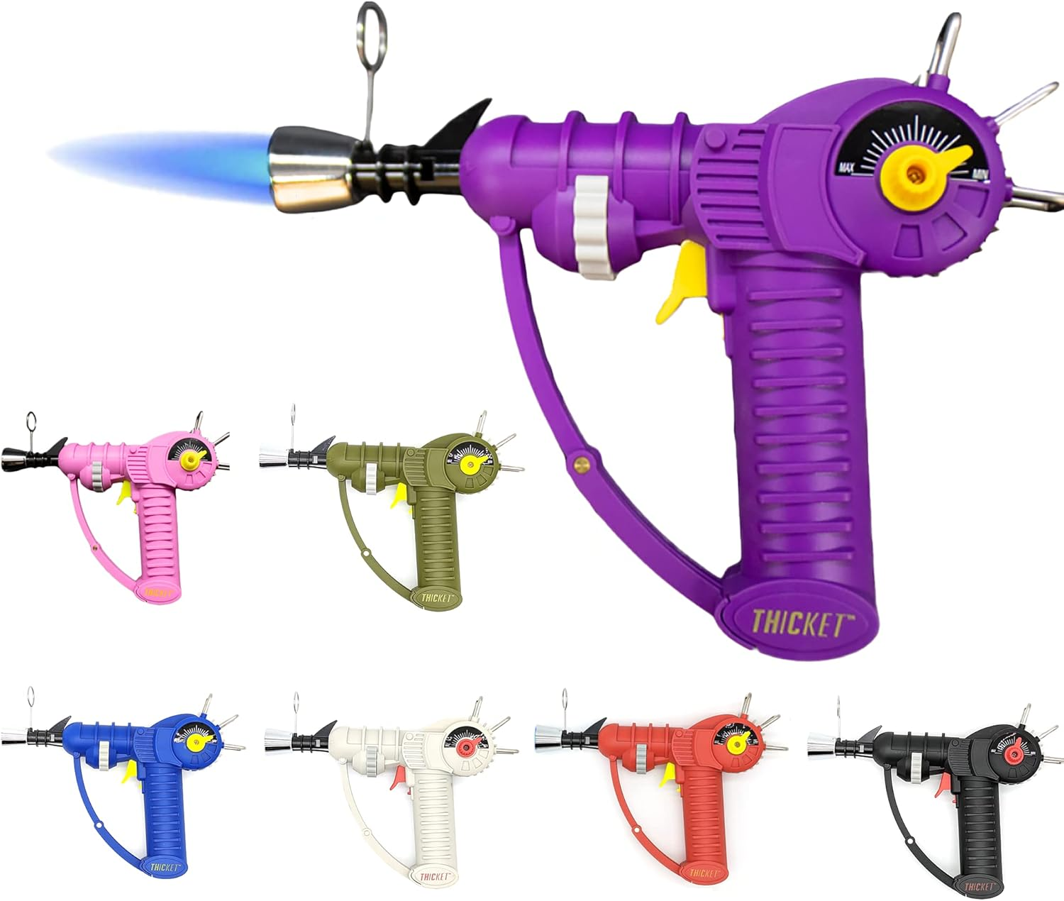 Thicket Inspired Raygun Refillable Butane Torch Lighter, Home Kitchen and Cooking Torch with Safety Lock and Kickstand (Butane Not Included) (Purple)