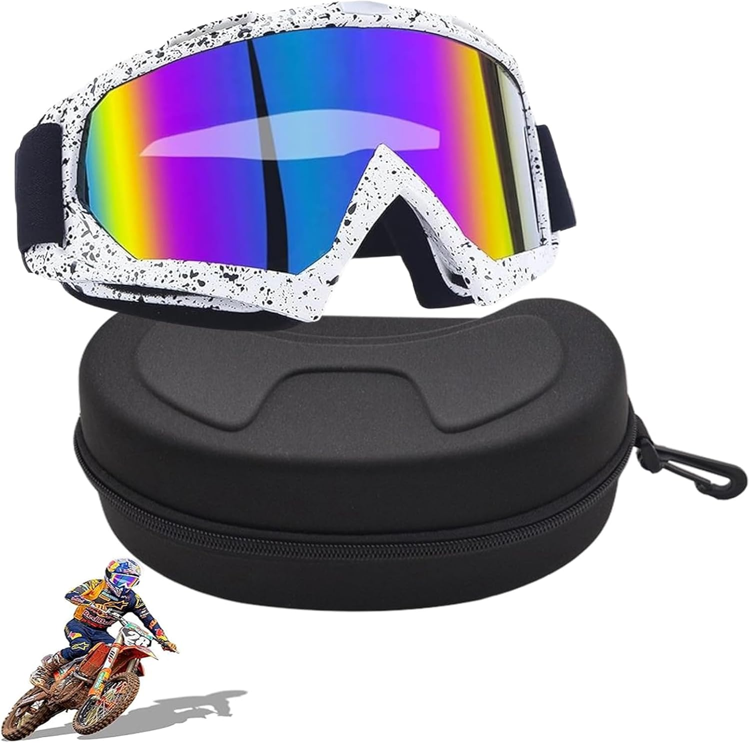 Motorcycle Goggles for Men Women, Ski Goggles, Windproof Dustproof Motocross Goggles, Windproof anti Fog UV Dirt Bike Goggles for Outdoor Sports Cycling Skiing image number 1