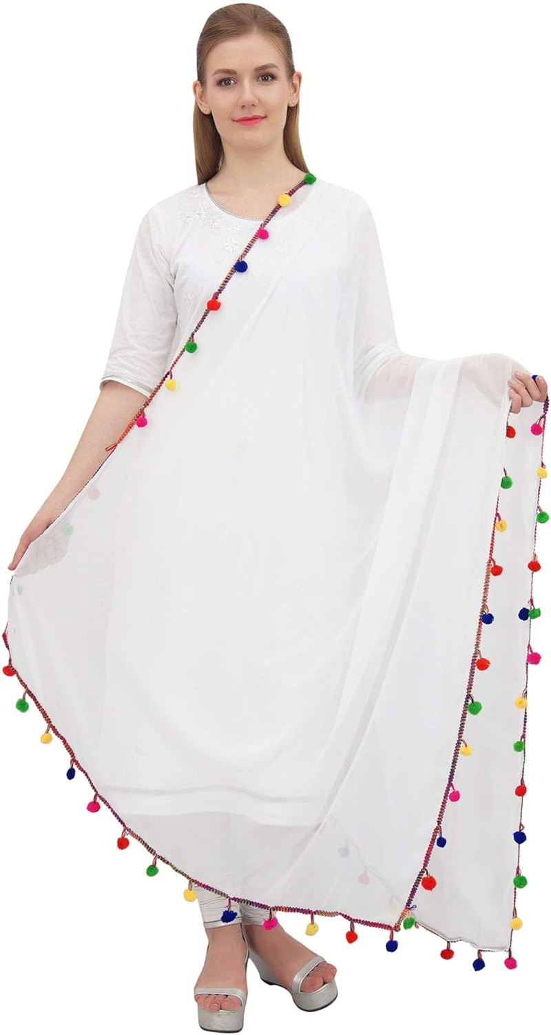 Phagun Women'S Designer Chiffon Dupatta Ethnic Chunni Wrap Long Stole - Black image number 6