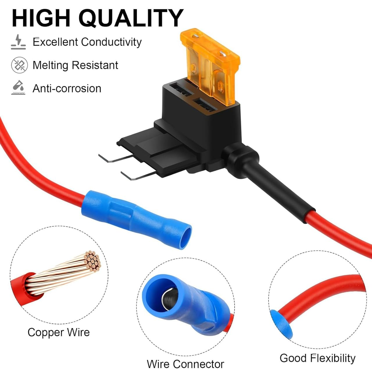 LUXINFODIO 16 Pack 4 Types, Upgraded 12V Car Add a Circuit Fuse Tap Kit - Standard Mini Micro2 and Low Profile Mini Fuse Taps, ATO ATC ATM APM Fuse Adapter Jumper for Cars Trucks Boats image number 2