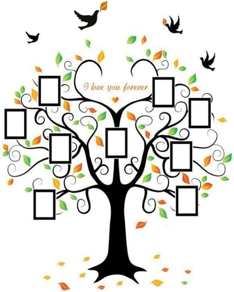 Pinenjoy Large Family Tree Wall Sticker Photo Frame Wall Decal 63X80Inch Removable Self-Adhesive Vinyl Wall Clings for Living Room Bedroom Decoration image number 2
