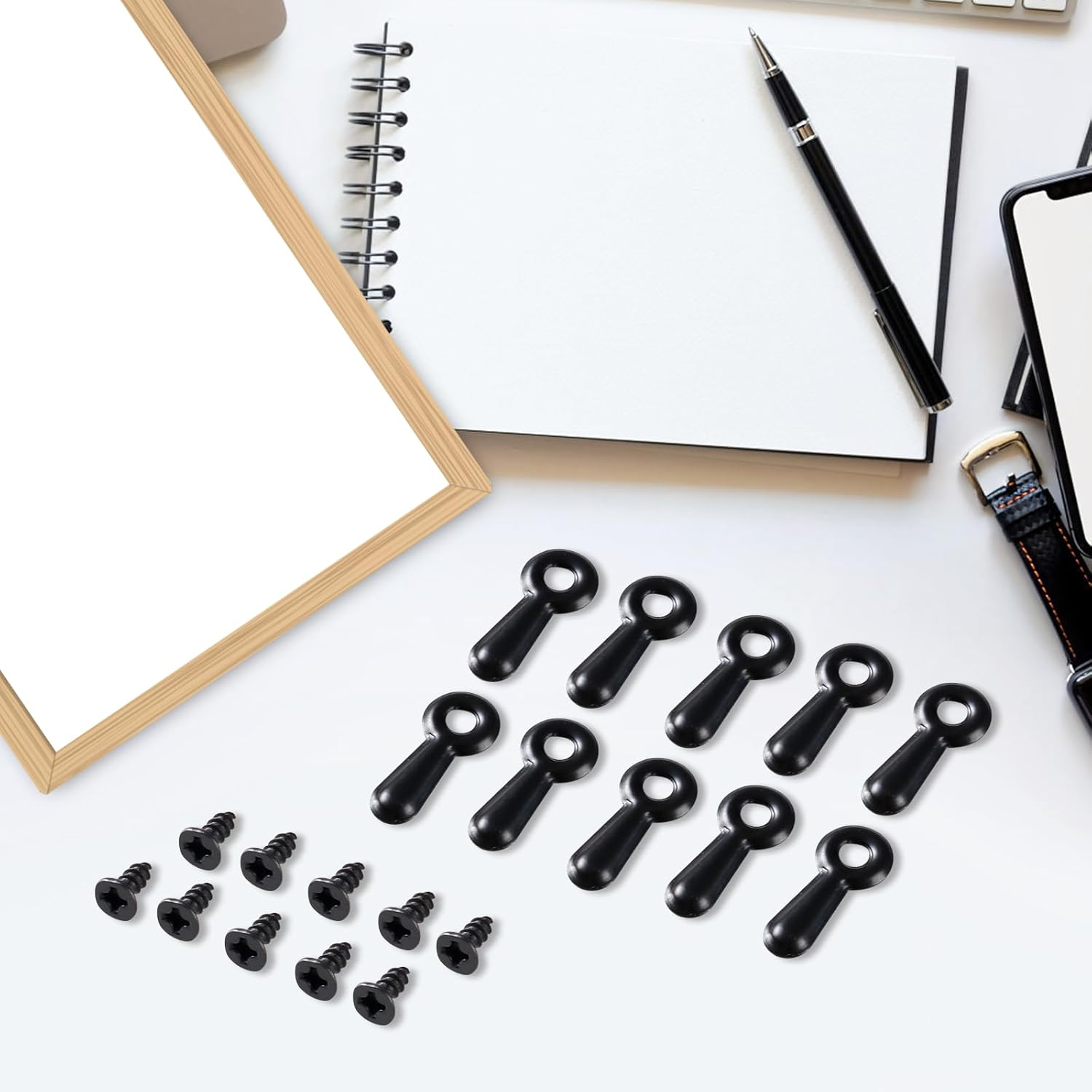 200 Sets Picture Frame Turn Button Fasteners Black Metal Picture Frame Hardware Backing Clips Picture Framing Supplies with 200 Screws for Hanging Pictures, Craft, Photos image number 3