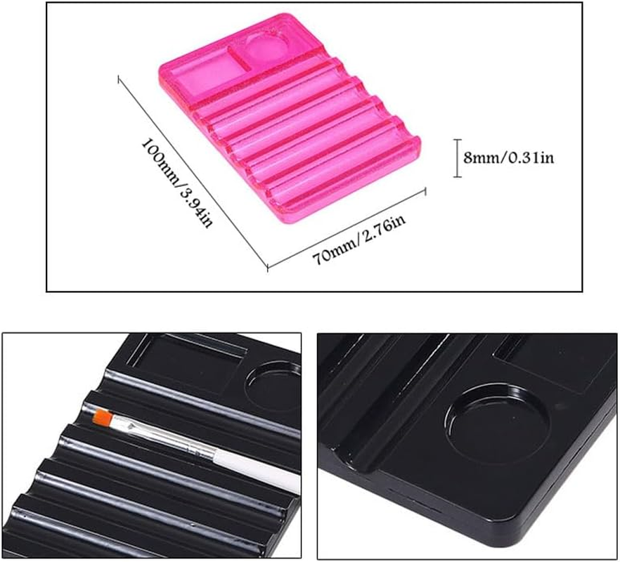 Nentment 3 Pack Nail Brush Holder Base Stand Transparent Portable Mini Rest with Charms Container for Nail Art Brushes Drawing Pencil Painting Pen Liner Rhinestone Gems DIY Manicure image number 6