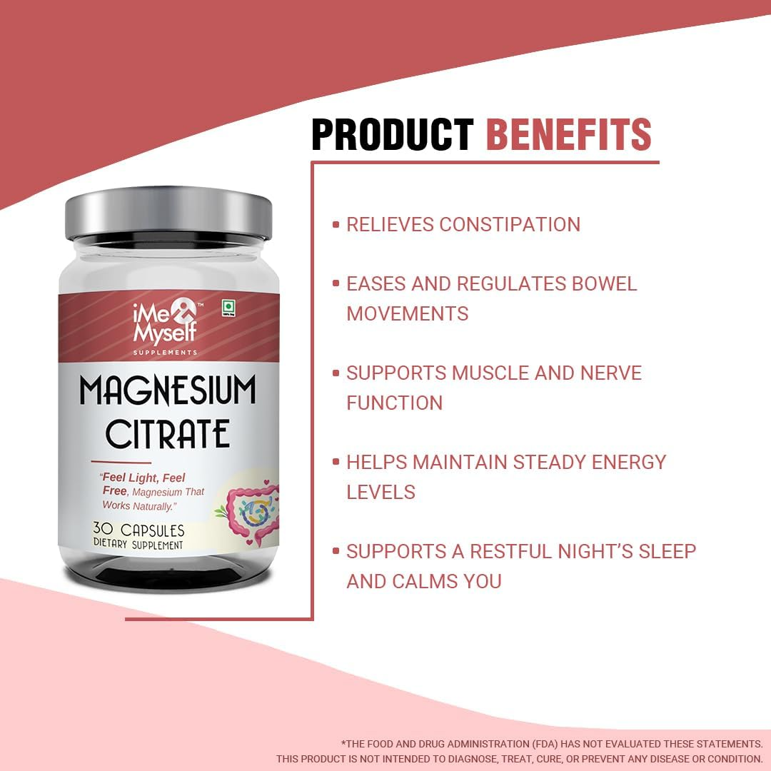 Imemyself Magnesium Citrate Capsules - 30 Count | Dietary Supplement for Daily Wellness