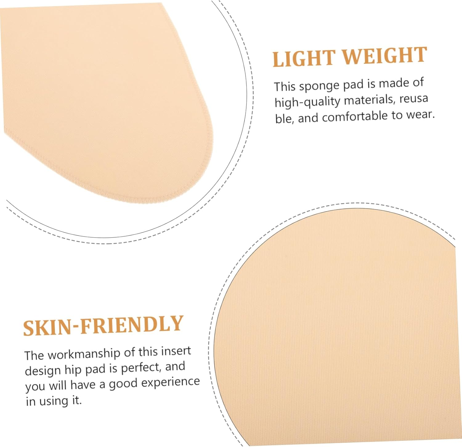 Reusable Hip Pads for Women Comfortable Butt Inserts of Hip Lifting Pads for Underwear Use Light Yellow image number 1