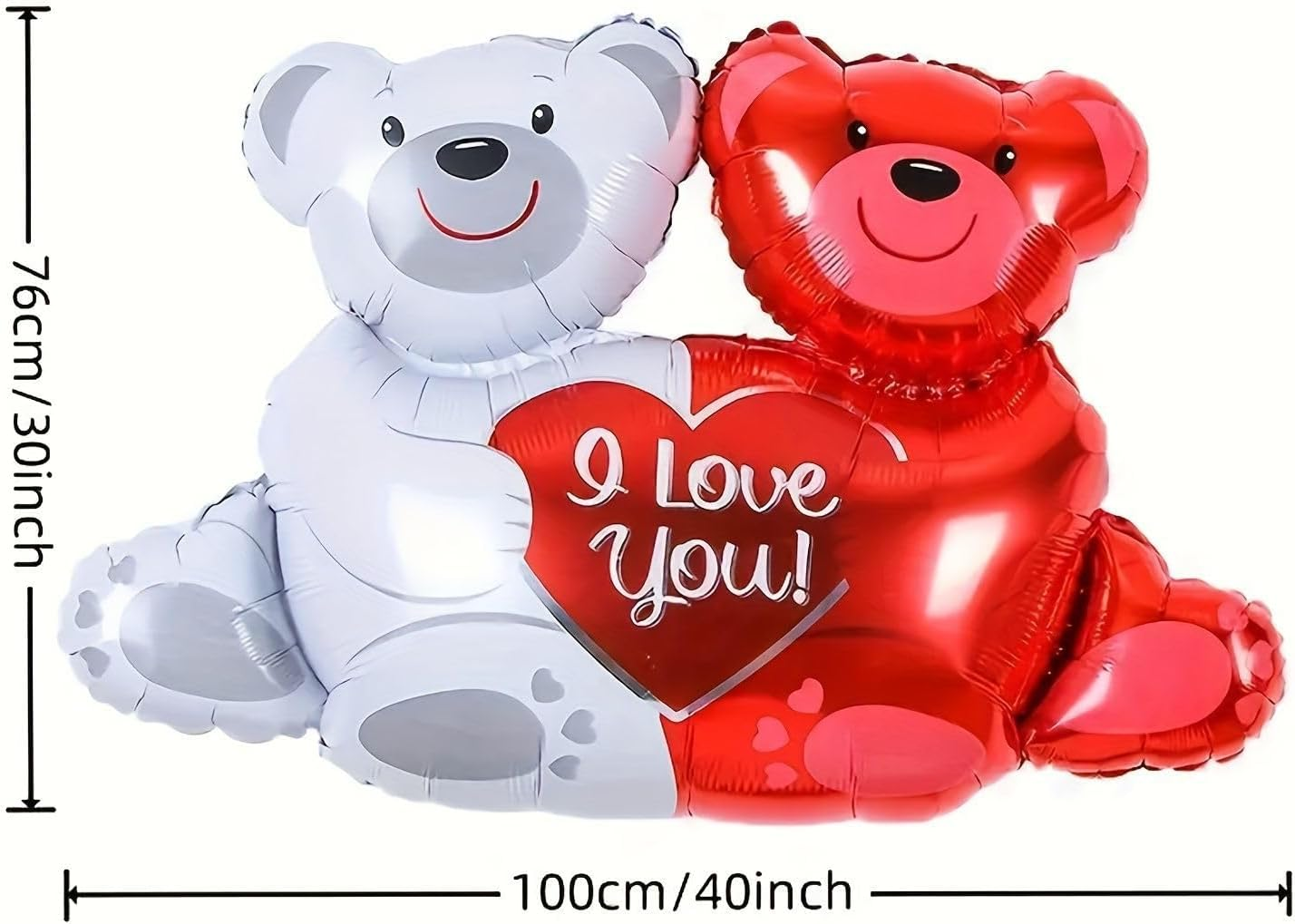 PEKGLOW Valentines Day Balloons Valentines Day Party Decorations Heart Balloons I Love You Balloons Red Petals Teddy Bear Balloon Red Rose Petal Red Heart Balloons Valentines Day Decorations Wedding image number 2