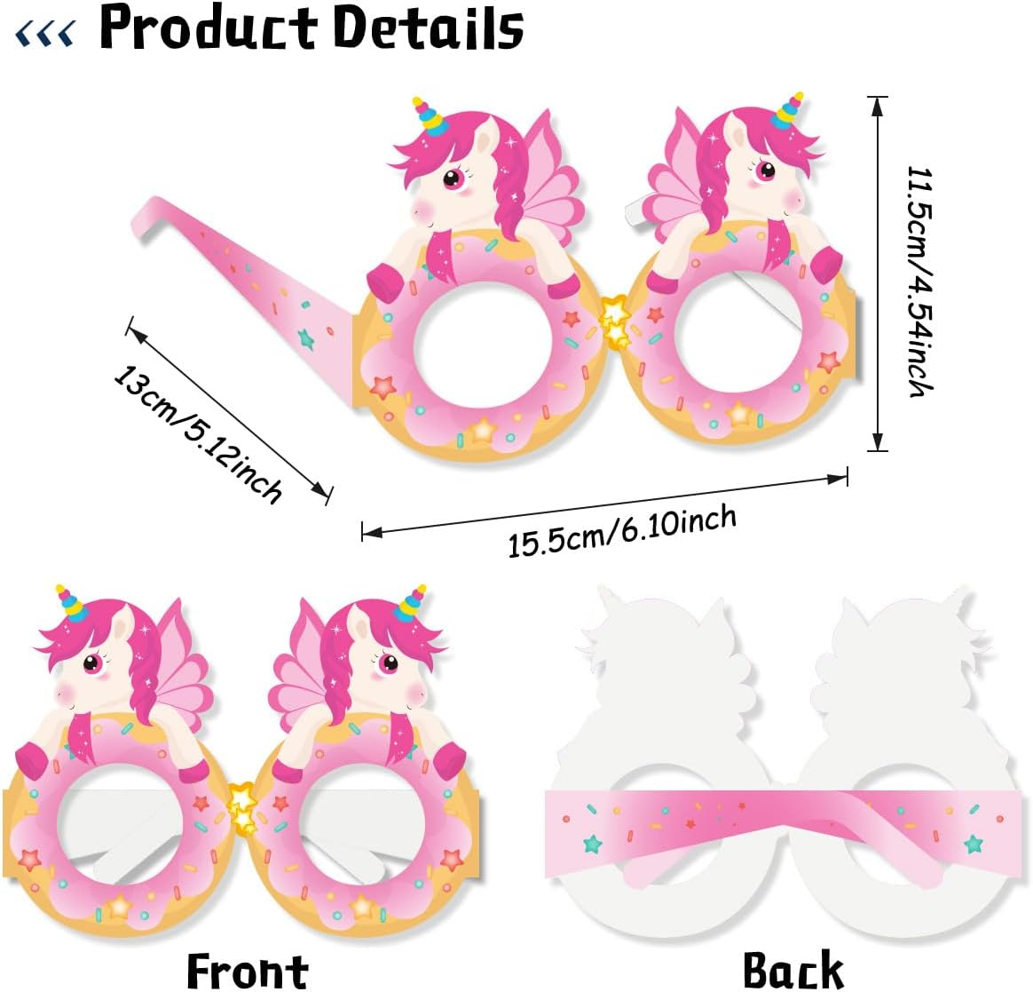 Buziba 8Pcs Unicorn Glasses Novelty Party Eyeglasses Photo Props Party Favors Paper Funny Dress up Eyewear Glasses Decoration for Birthday Easter Halloween Carnival image number 3