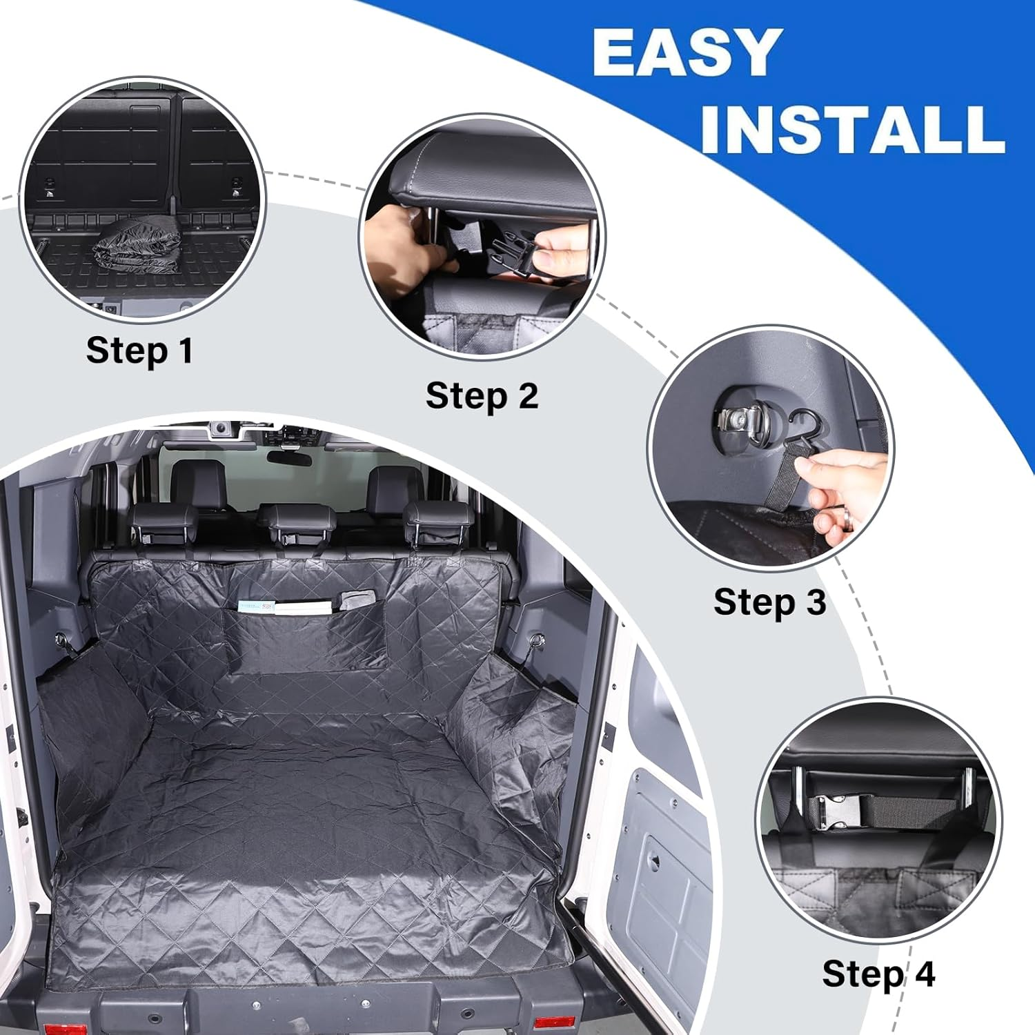 DIYUCAR Dog Car Boot Liner with Bumper and Side Protector, Waterproof, Non-Slip, Multilayer Compatible with Ineos Grenadier 2020-2024, Black image number 6