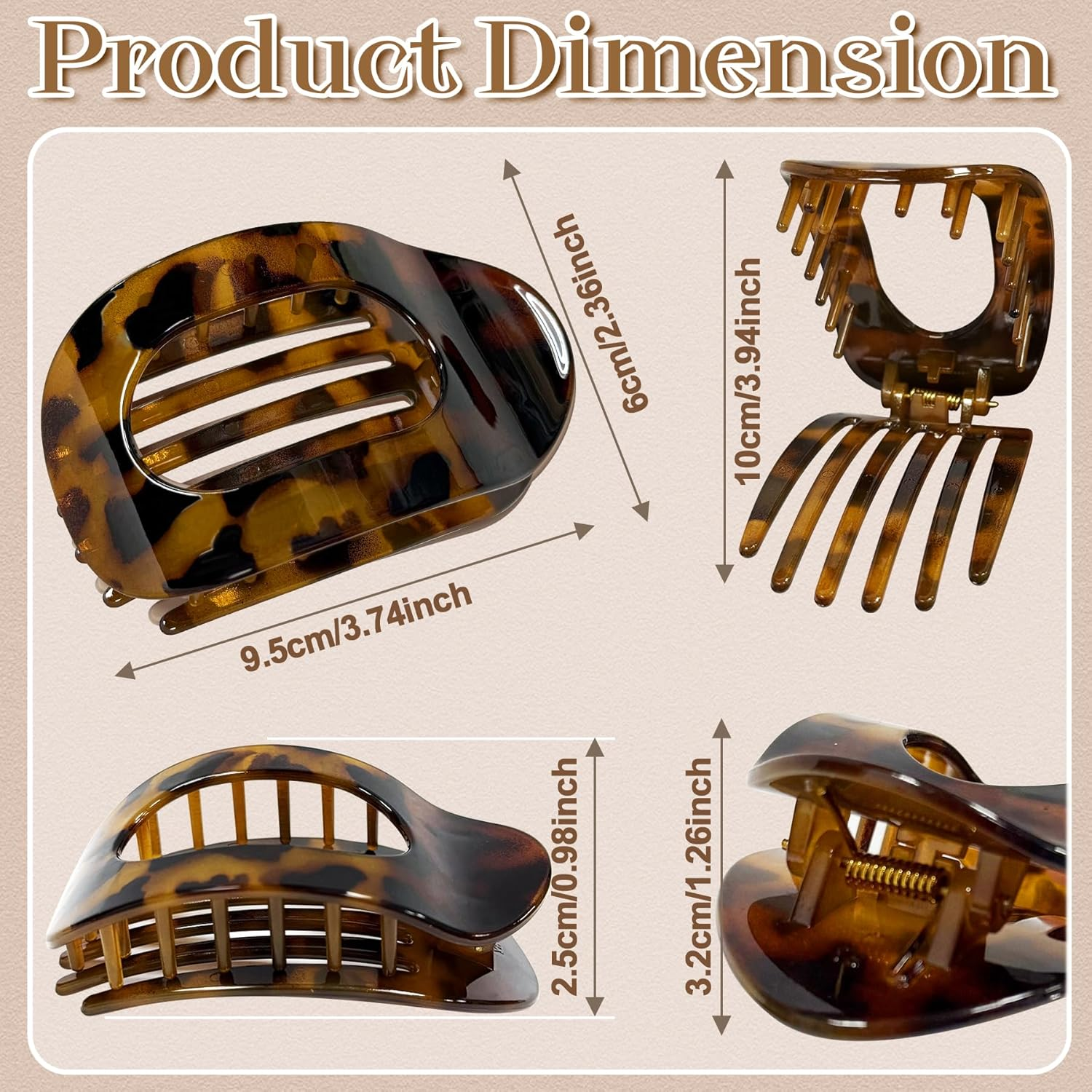 TZEKING Pack of 6 Hair Clips for Women, Flat Claw Clip, Hair Clips Women'S Thin Hair, Non-Slip Hair Clip, Strong Hold Side Hair Clips for Thick and Thin Hair image number 3