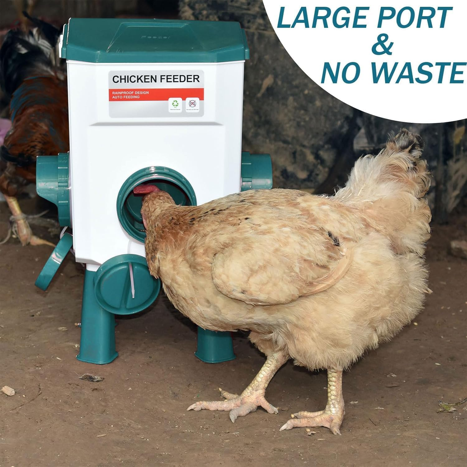 Chicken Feeder and Waterer, Hanging Poultry Feeding, Chicken Coop Accessories, Large Capacity 12KG + 11L Waterer Feeder Set, Automatic Chick Feeder and Waterer Set (Blue) image number 2