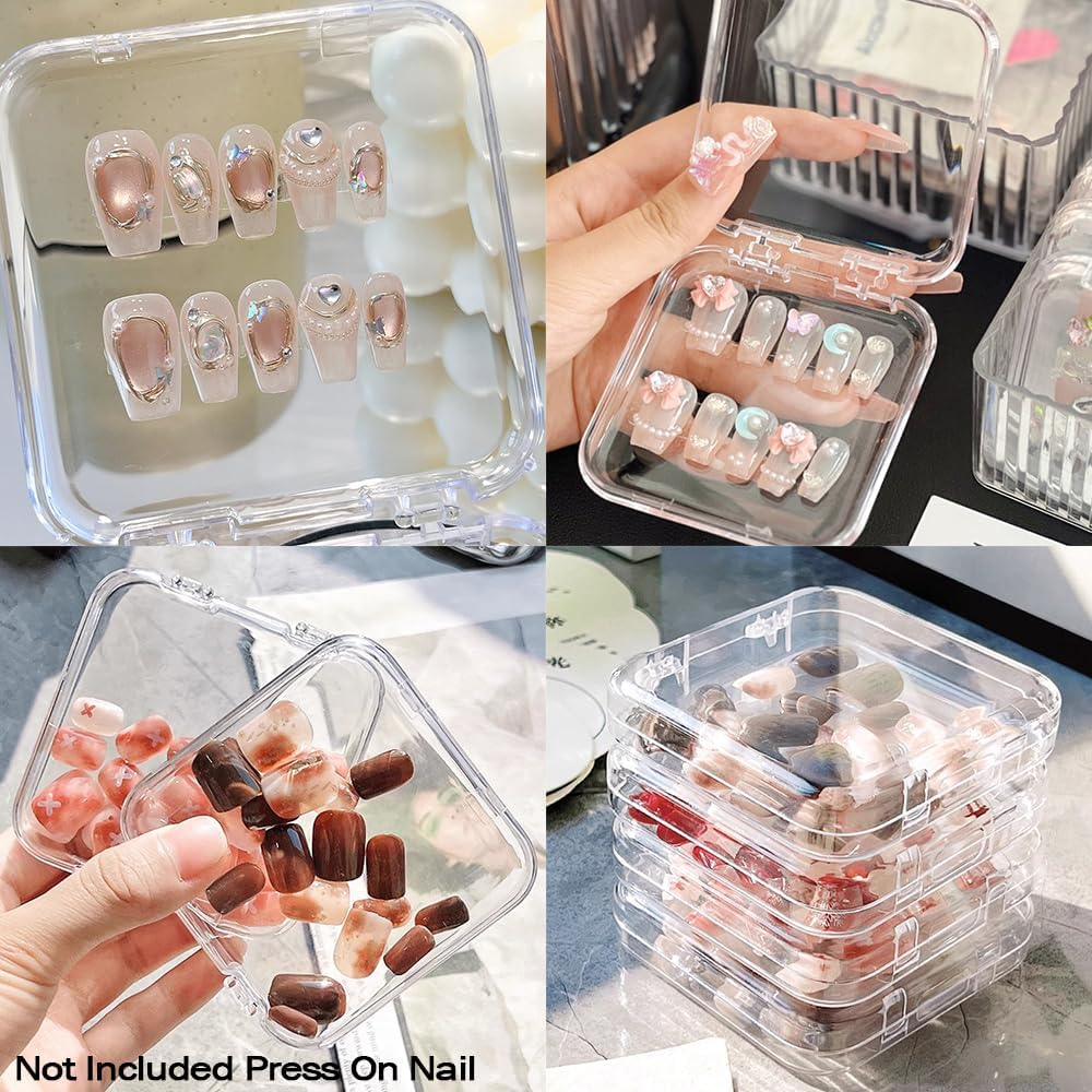 LUCKJUJU 12 Pcs 2.75" Press on Nail Storage Box Container False Nail Organizer Acrylic Display Case Packaging Box with Adhesive Double Sided Tape for Nail Art (Not Included Press on Nail) image number 5