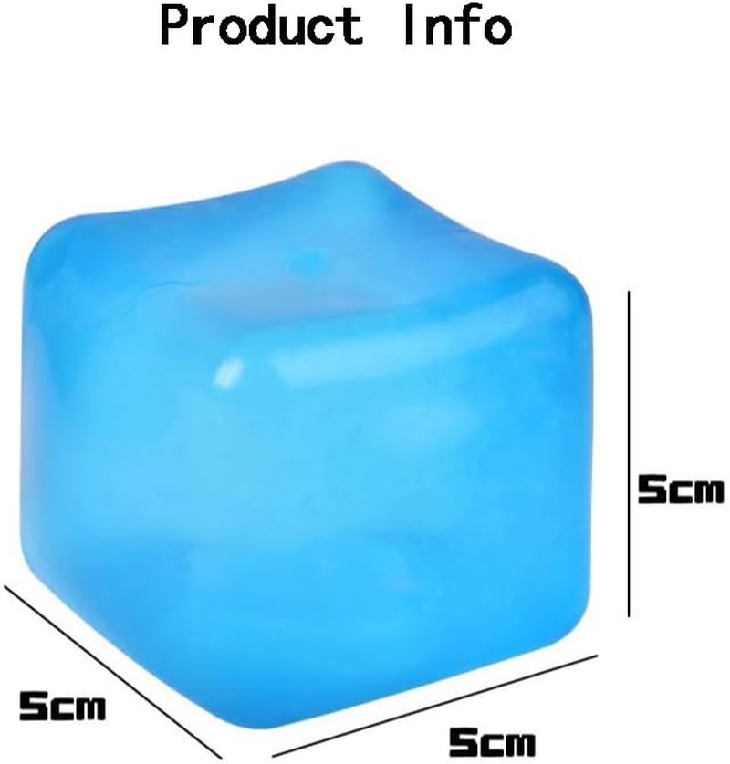 3 Pack Anxiety Annoyance Toys Stress Cubes. Glow-In-The-Dark Soft Gel-Filled Anxiety Relief Toys for Kids, Adults and Teens (3 Pcs, Red, Yellow and Blue)