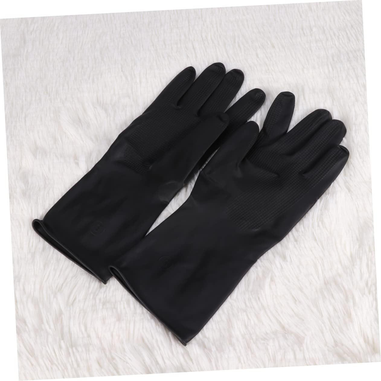 Beavorty 2 Pairs Professional Hair Coloring Accessories Reusable Dye Gloves Salon Gloves Black Rubber Gloves Hand Protectors Hair Dye Gloves Reusable Rubber Gloves Clean Shampoo image number 2